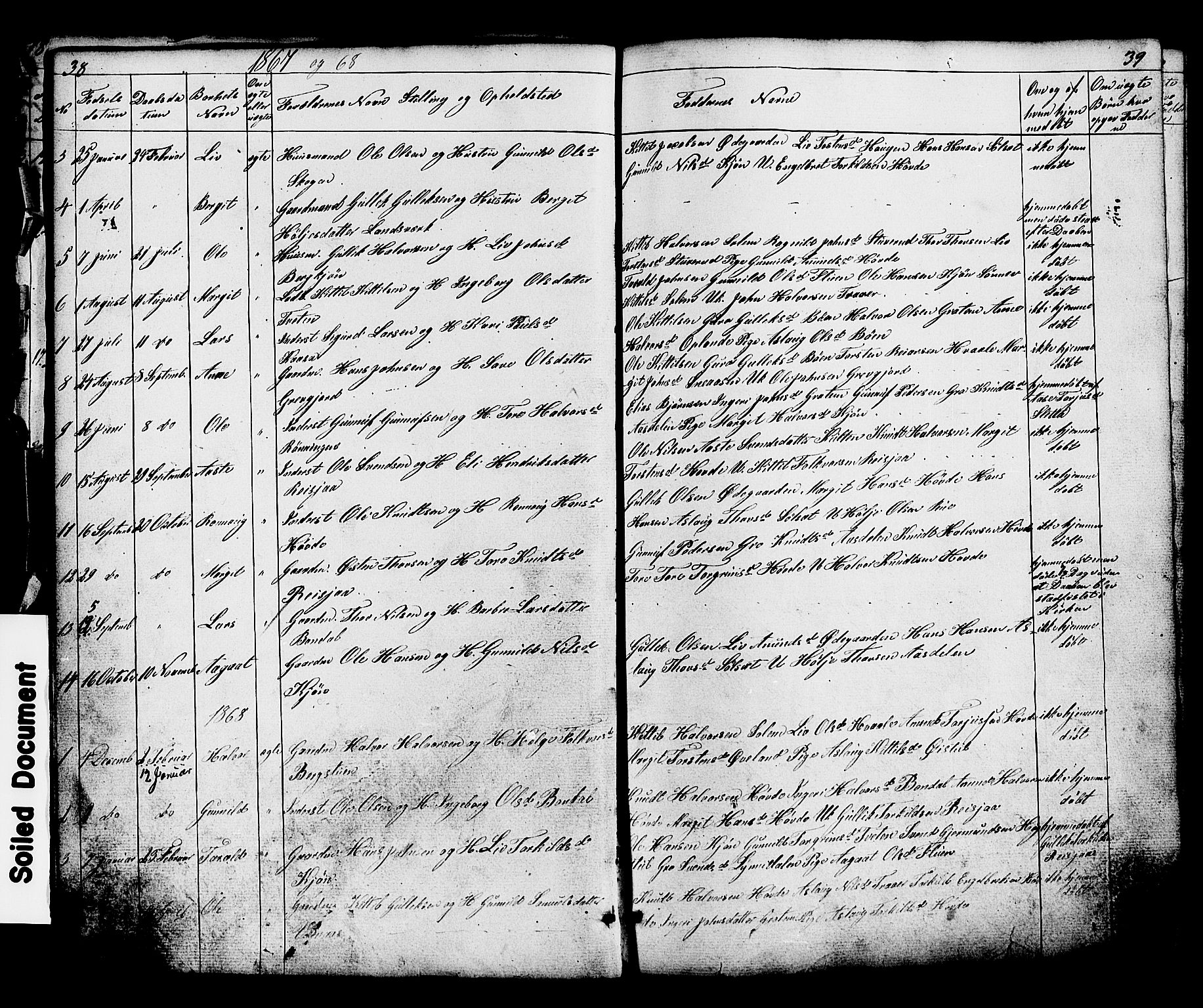 Hjartdal kirkebøker, SAKO/A-270/G/Gc/L0002: Parish register (copy) no. III 2, 1854-1890, p. 38-39