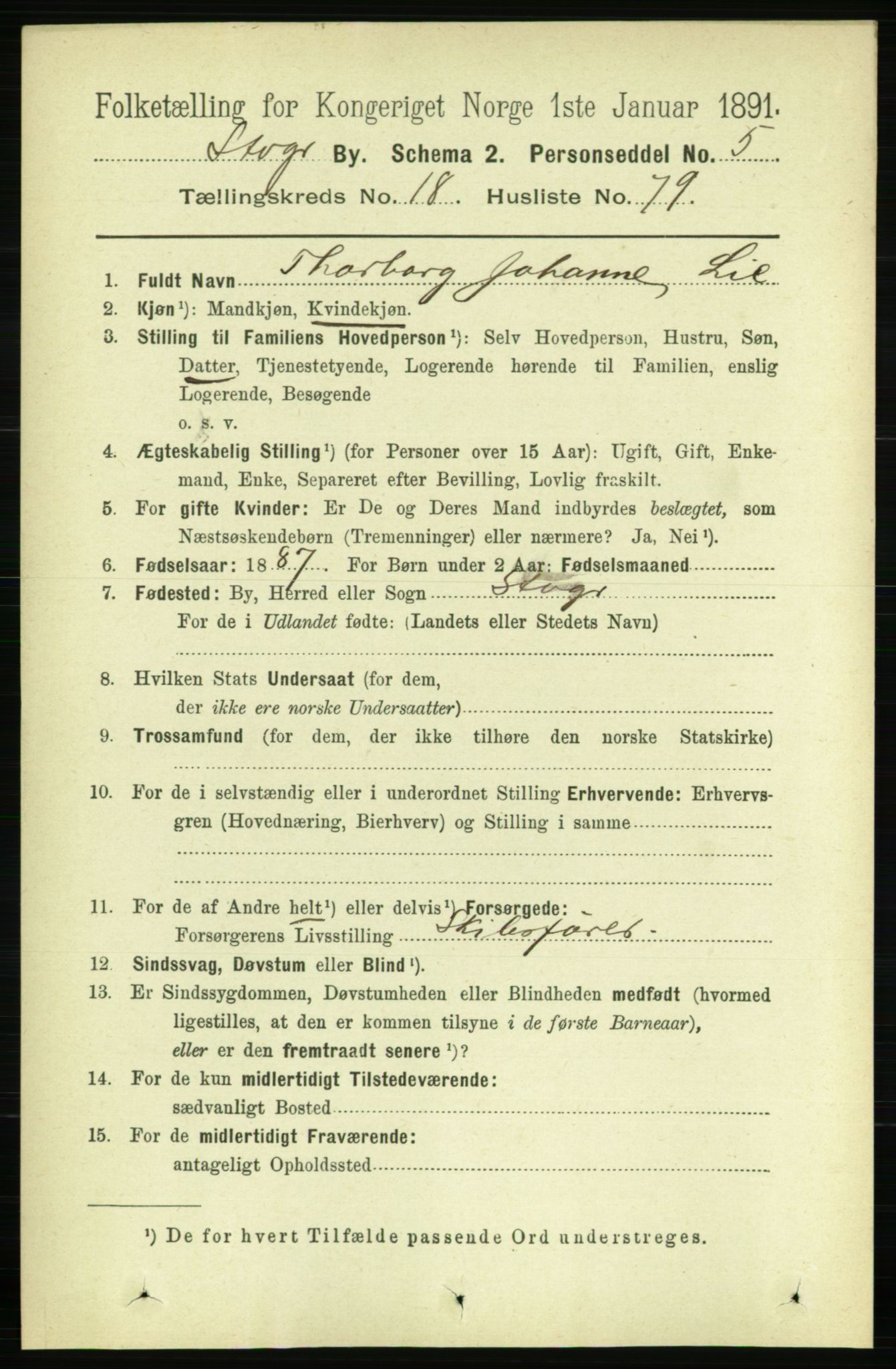 RA, 1891 census for 1103 Stavanger, 1891, p. 22371