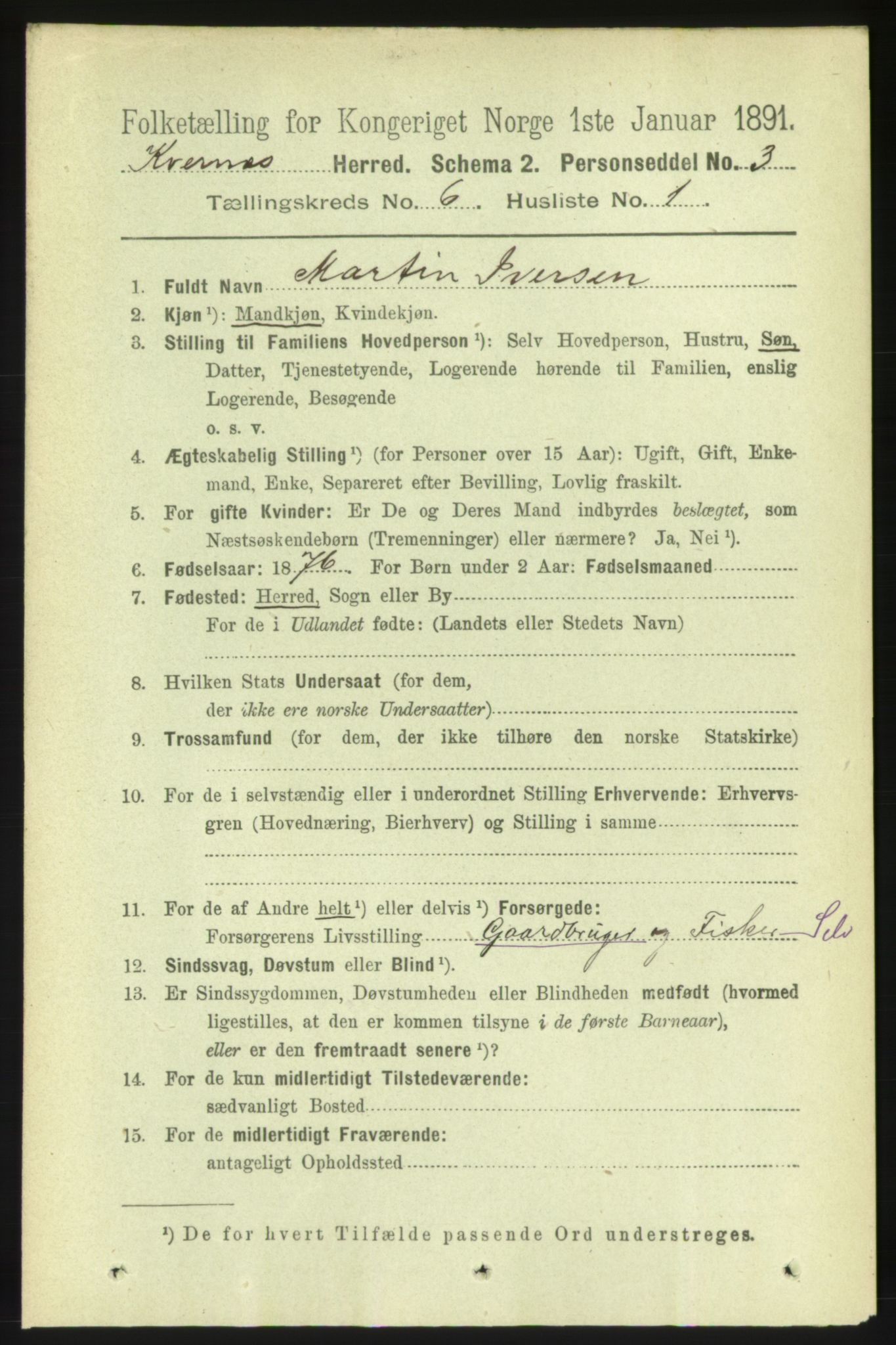 RA, 1891 census for 1553 Kvernes, 1891, p. 2904