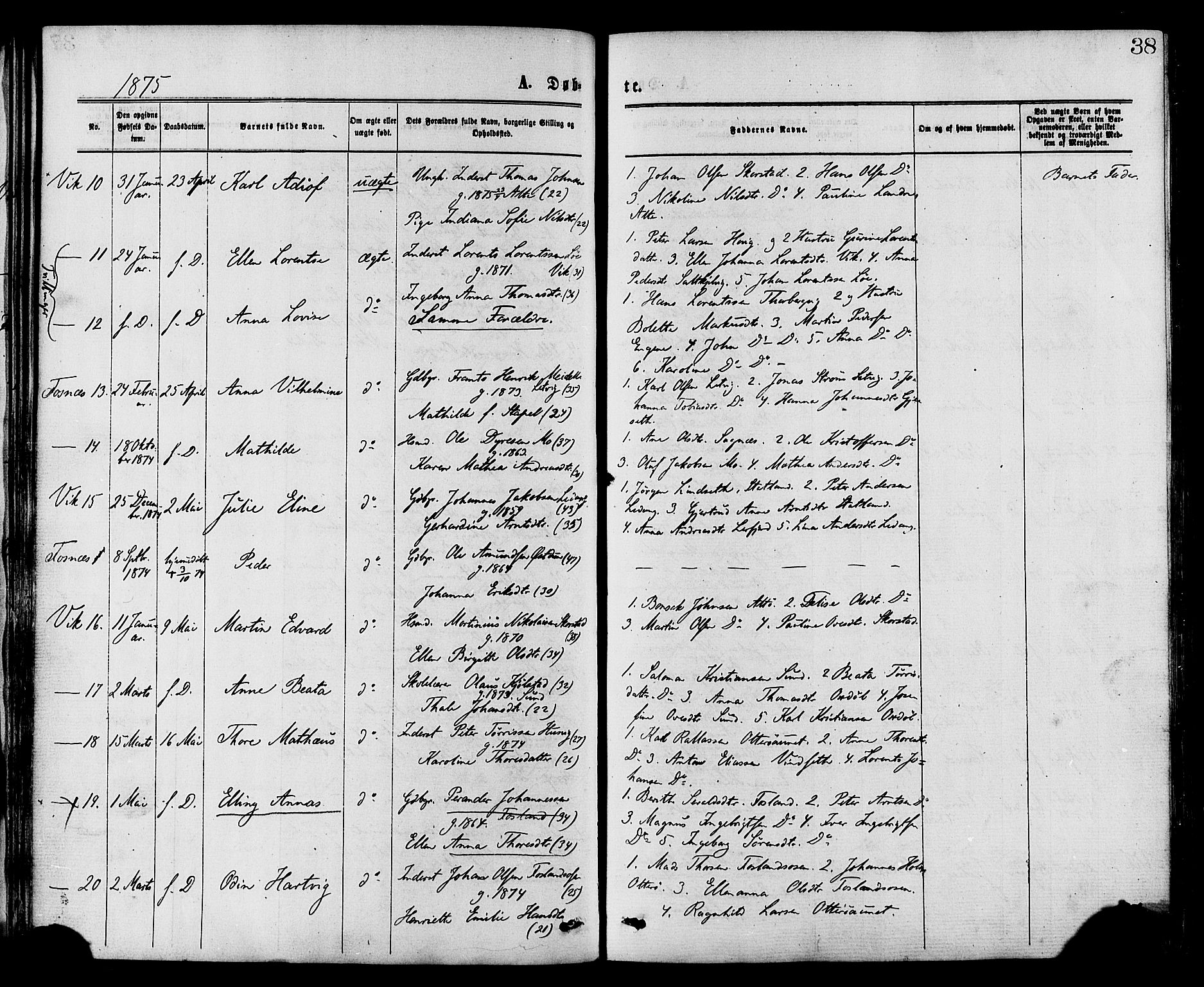 Ministerialprotokoller, klokkerbøker og fødselsregistre - Nord-Trøndelag, SAT/A-1458/773/L0616: Parish register (official) no. 773A07, 1870-1887, p. 38