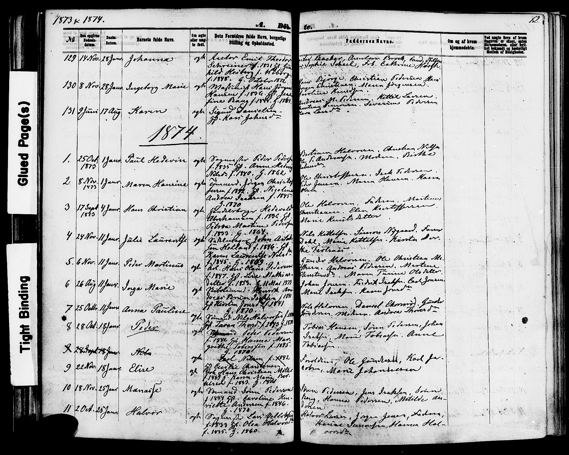 Skien kirkebøker, AV/SAKO-A-302/F/Fa/L0008: Parish register (official) no. 8, 1866-1877, p. 72