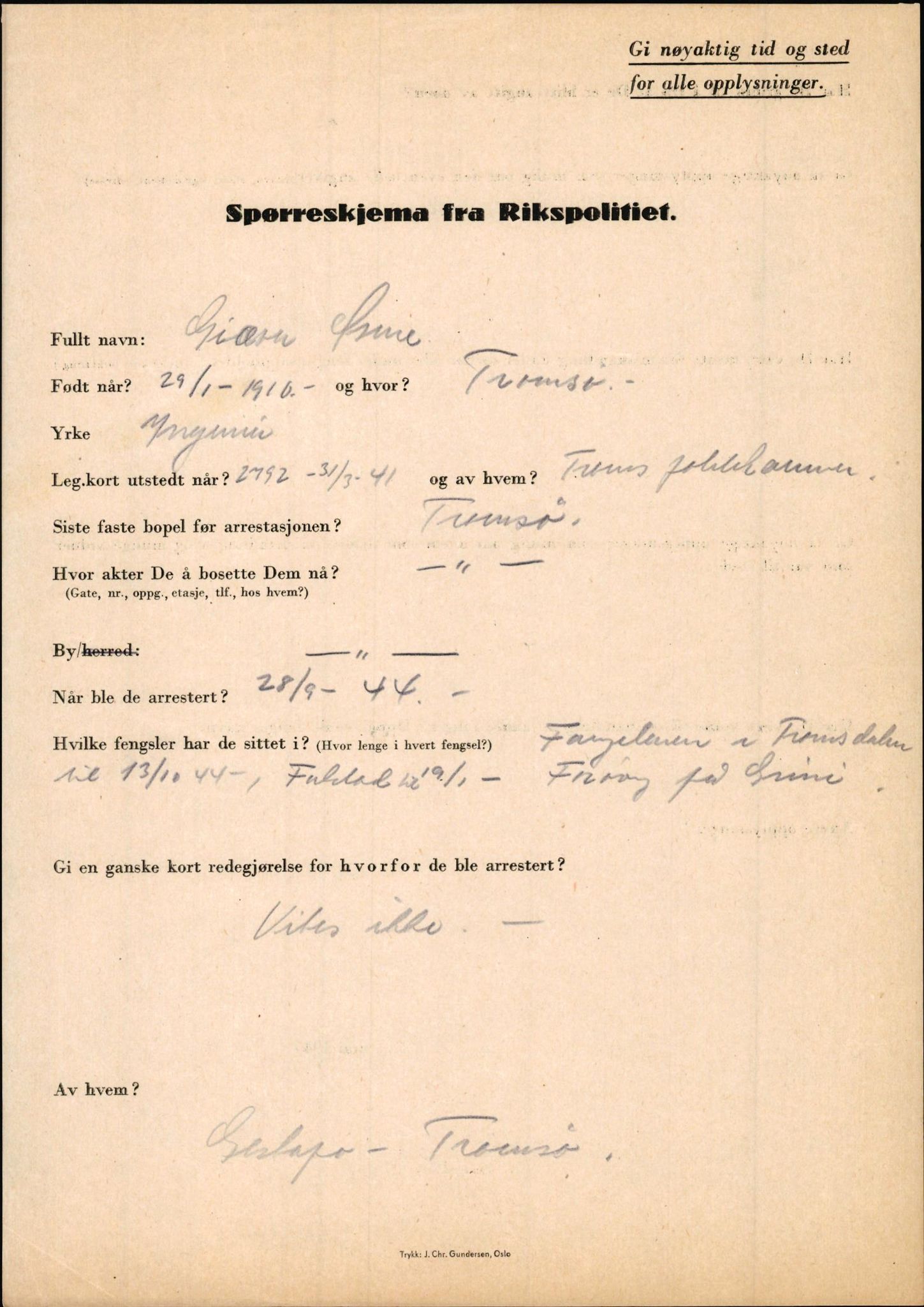 Rikspolitisjefen, AV/RA-S-1560/L/L0005: Gidske, Peder Martin -  Hansell, Georg, 1940-1945, p. 29