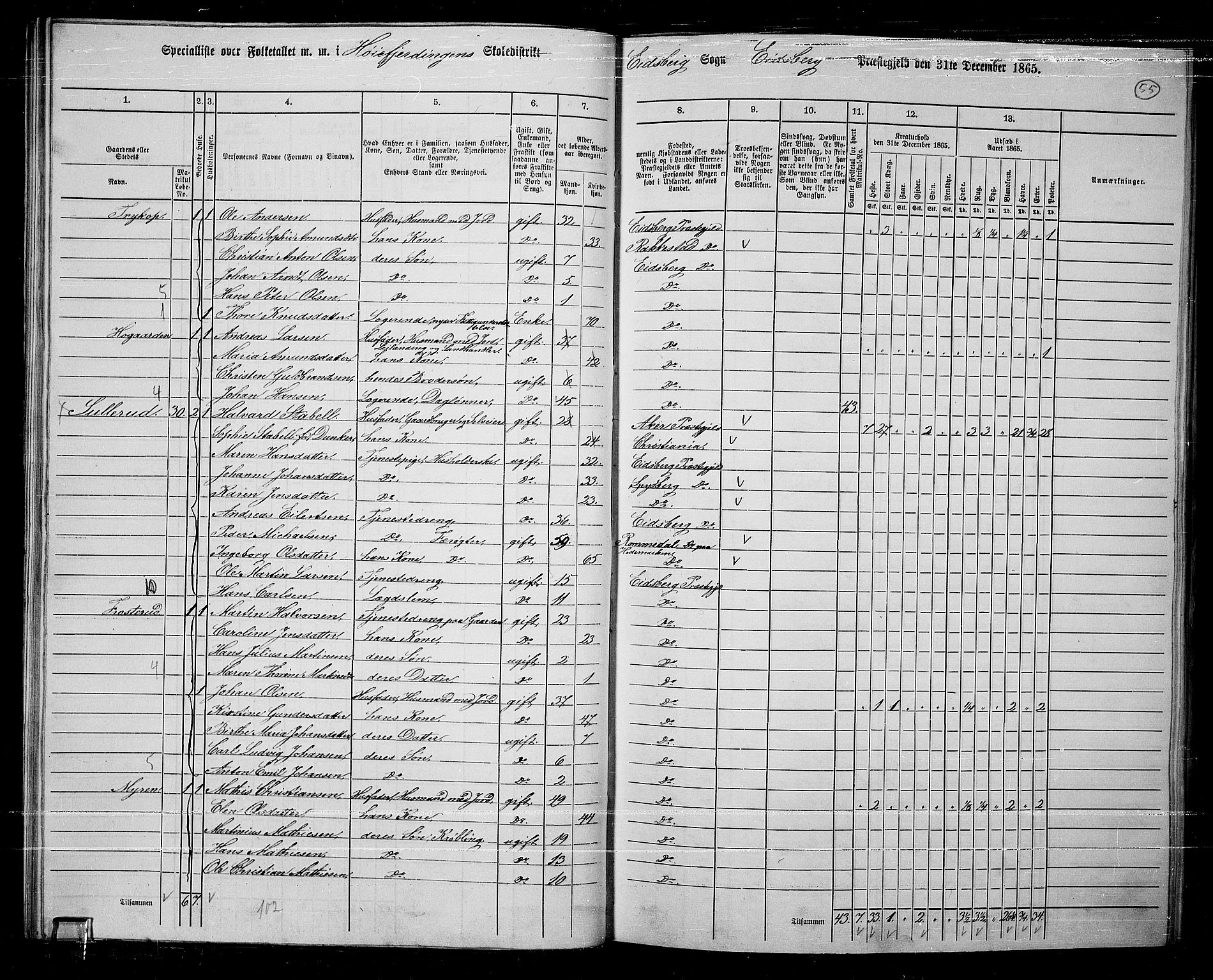 RA, 1865 census for Eidsberg, 1865, p. 47