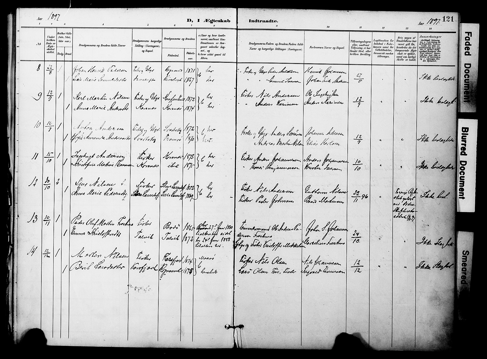 Talvik sokneprestkontor, SATØ/S-1337/H/Ha/L0014kirke: Parish register (official) no. 14, 1897-1905, p. 121