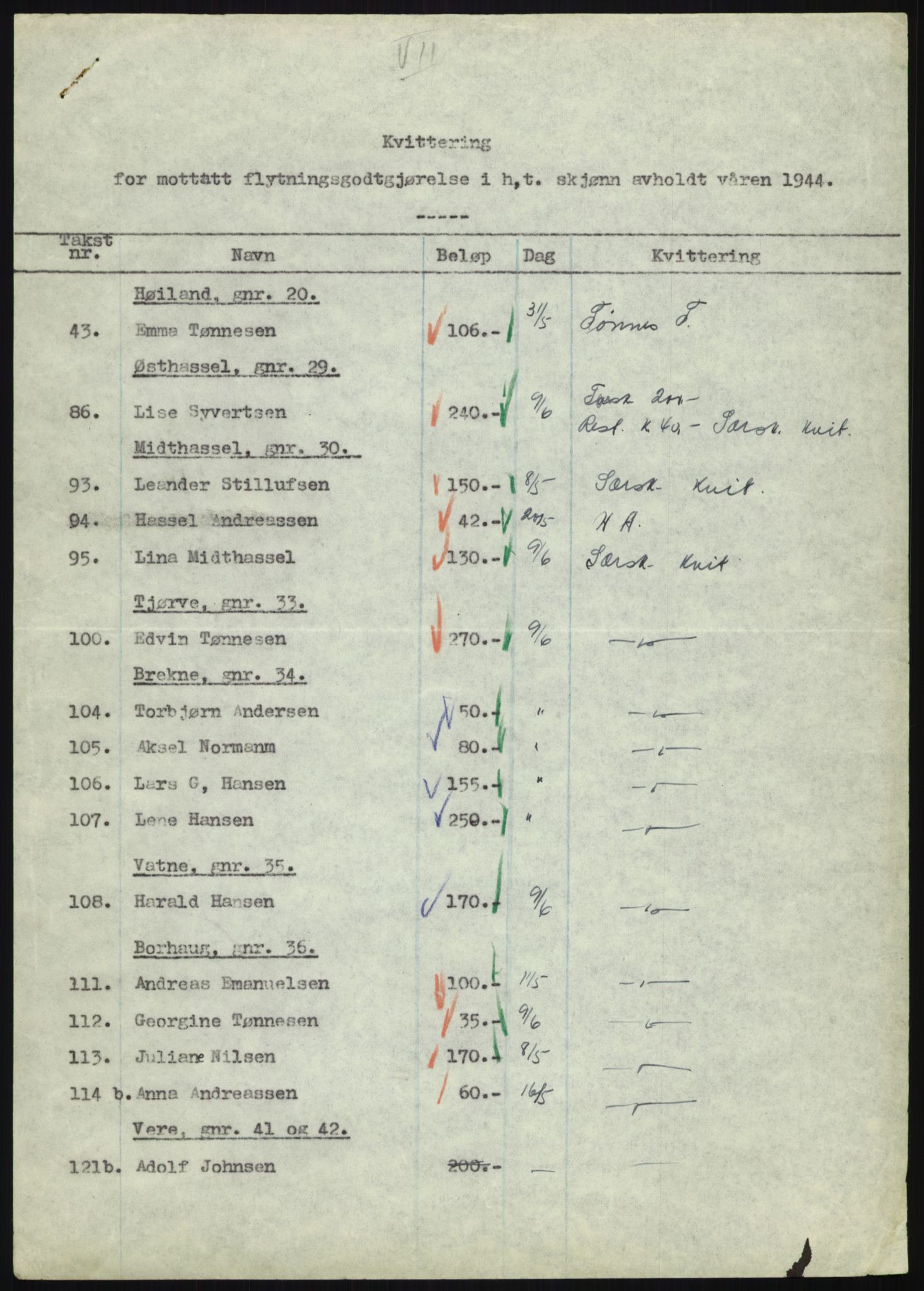 Forsvarsdepartementet, 10. kontor / Oppgjørskontoret, AV/RA-RAFA-1225/D/Db/L0180: Lista oppgjørskontor, 1942-1952, p. 1126