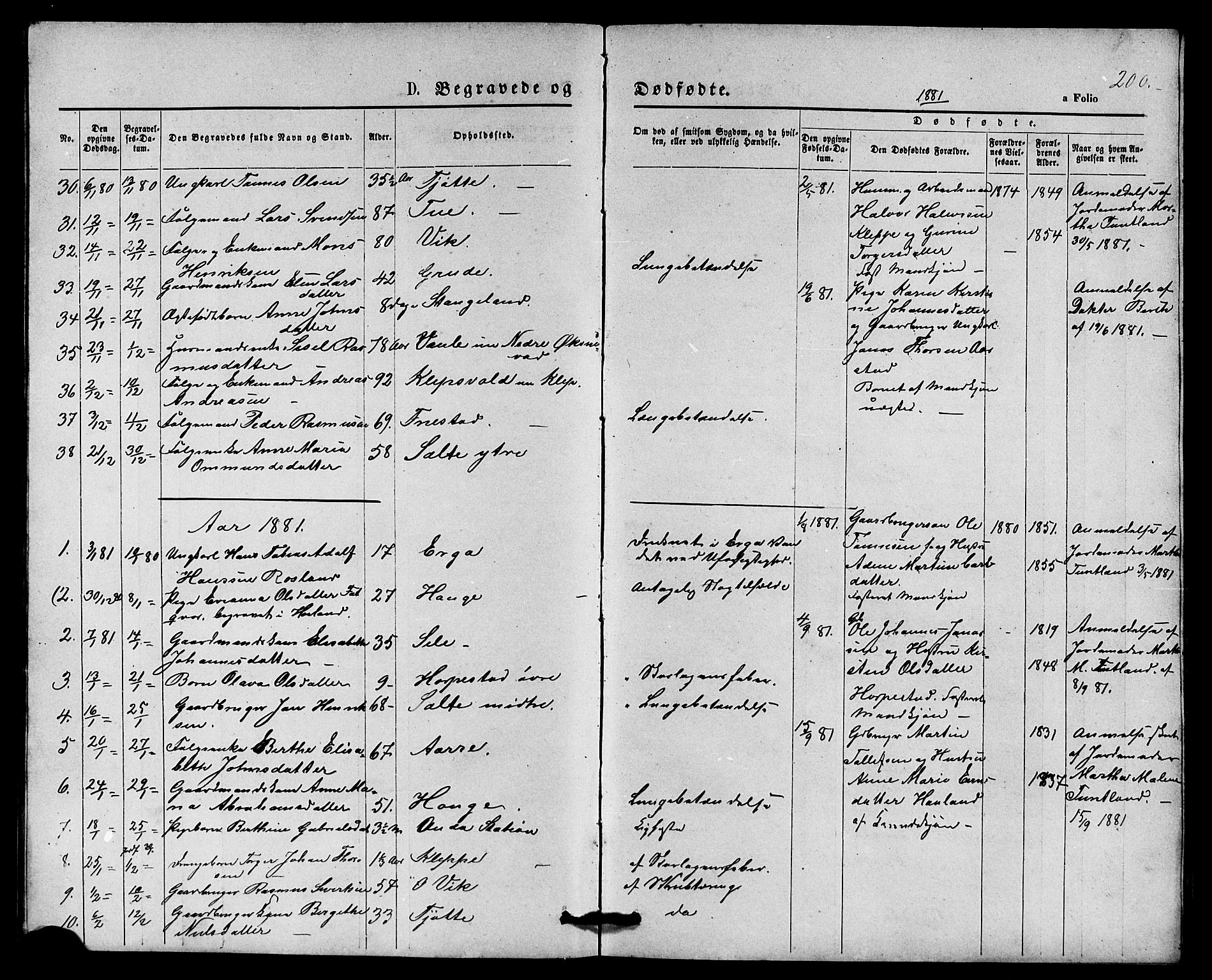 Klepp sokneprestkontor, SAST/A-101803/001/3/30BB/L0003: Parish register (copy) no. B 3, 1876-1888, p. 200