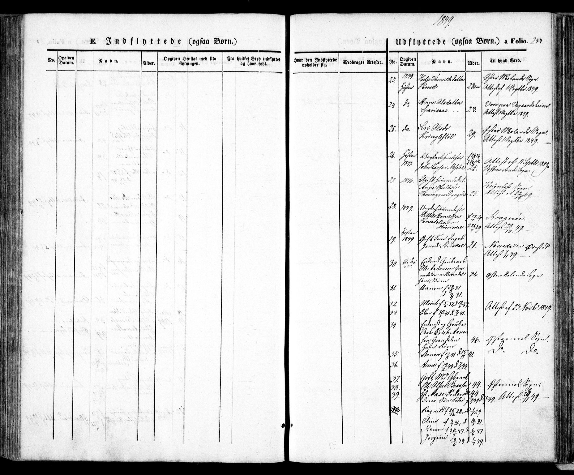 Froland sokneprestkontor, AV/SAK-1111-0013/F/Fa/L0002: Parish register (official) no. A 2, 1845-1863, p. 244