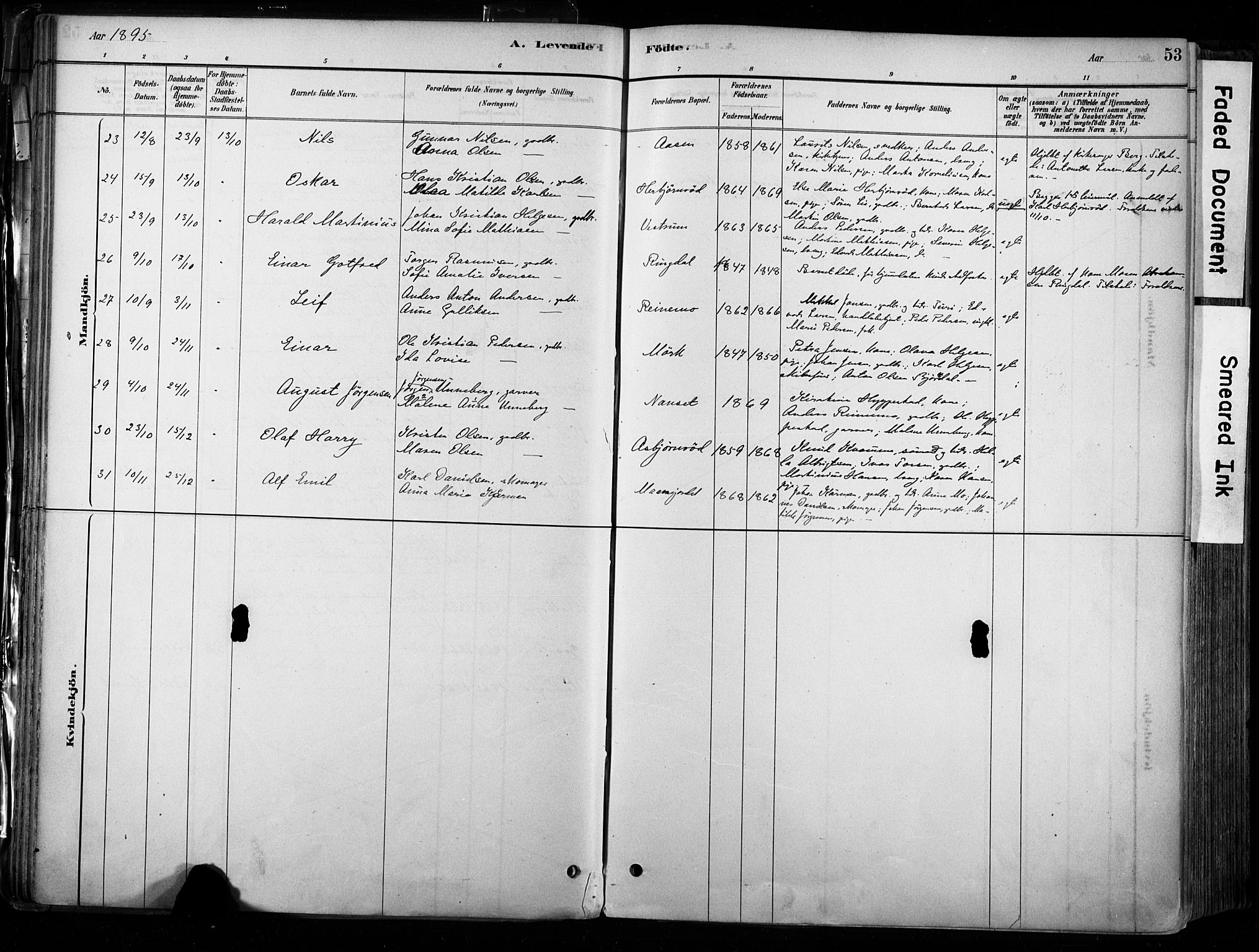 Hedrum kirkebøker, AV/SAKO-A-344/F/Fa/L0009: Parish register (official) no. I 9, 1881-1903, p. 53