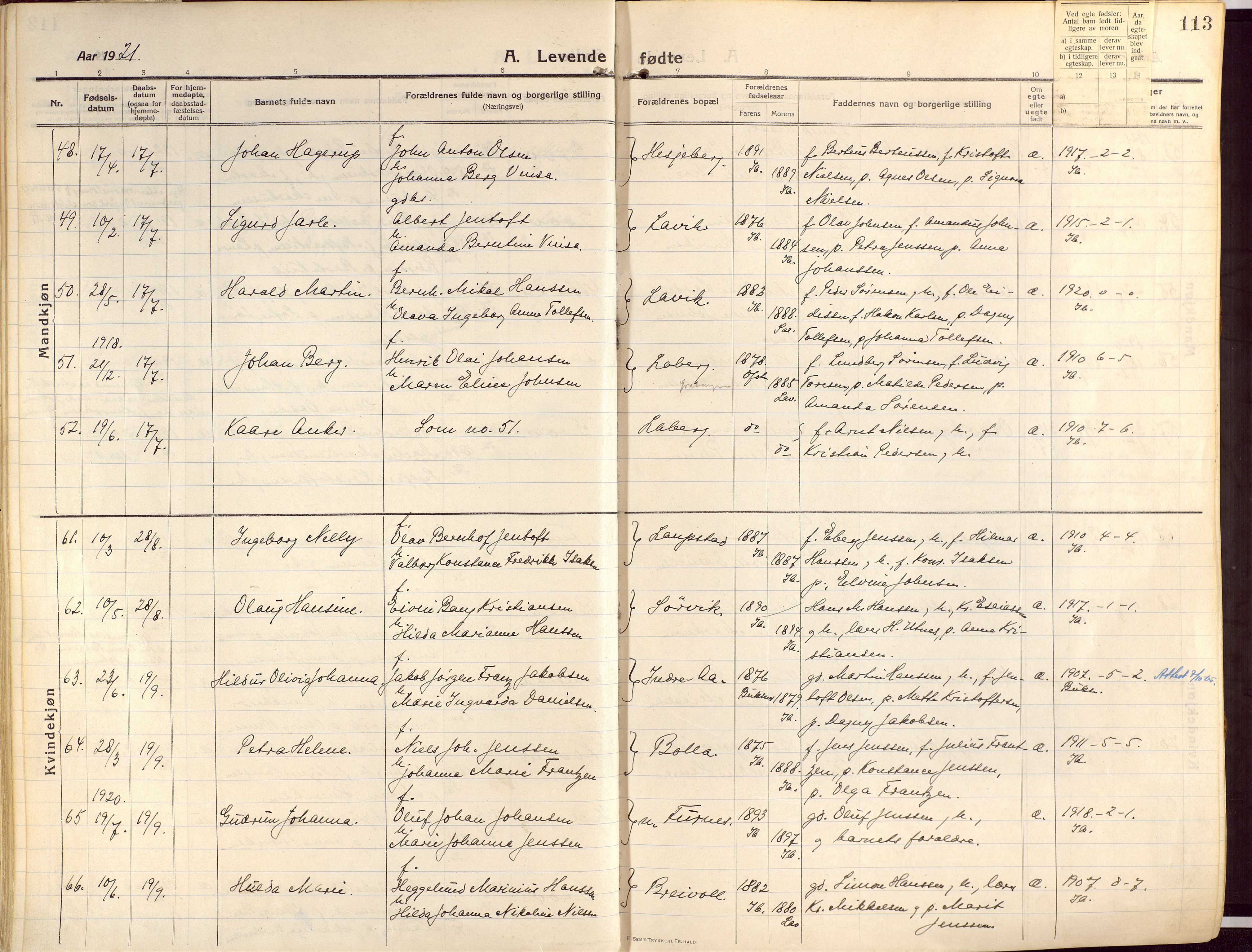 Ibestad sokneprestembete, AV/SATØ-S-0077/H/Ha/Haa/L0018kirke: Parish register (official) no. 18, 1915-1929, p. 113