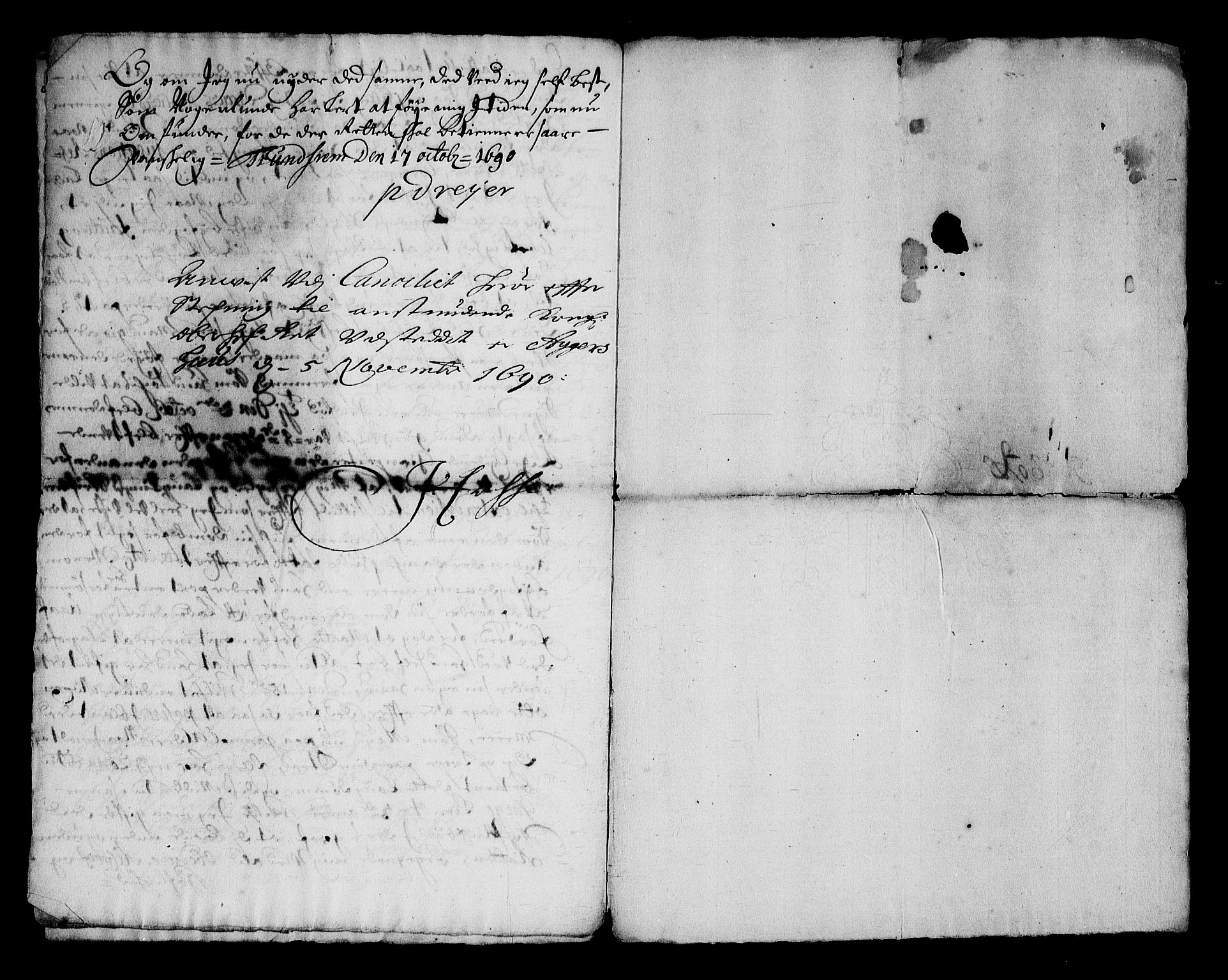 Stattholderembetet 1572-1771, RA/EA-2870/Af/L0003: Avskrifter av vedlegg til originale supplikker, nummerert i samsvar med supplikkbøkene, 1689-1691, p. 295
