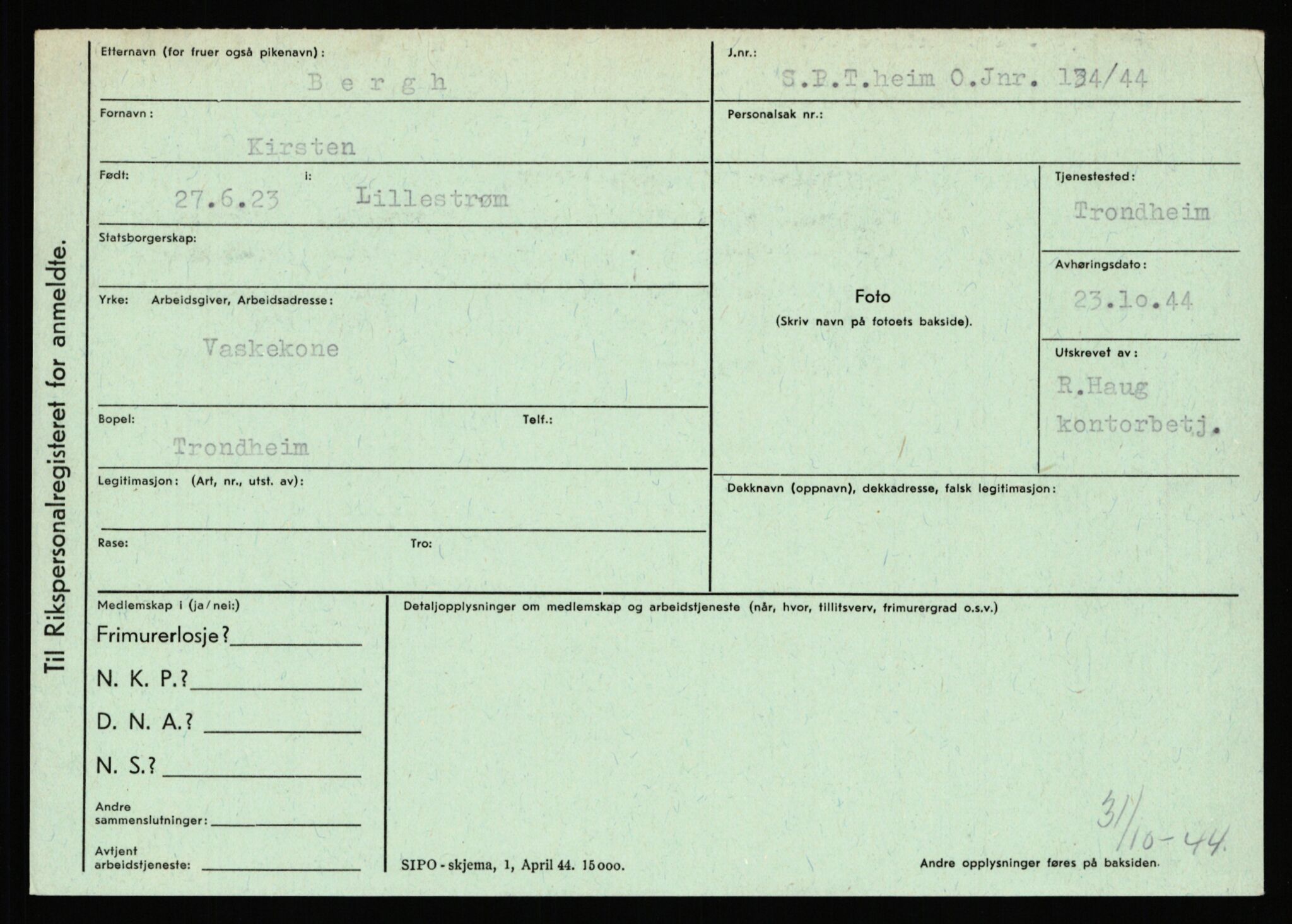 Statspolitiet - Hovedkontoret / Osloavdelingen, AV/RA-S-1329/C/Ca/L0002: Arneberg - Brand, 1943-1945, p. 2393