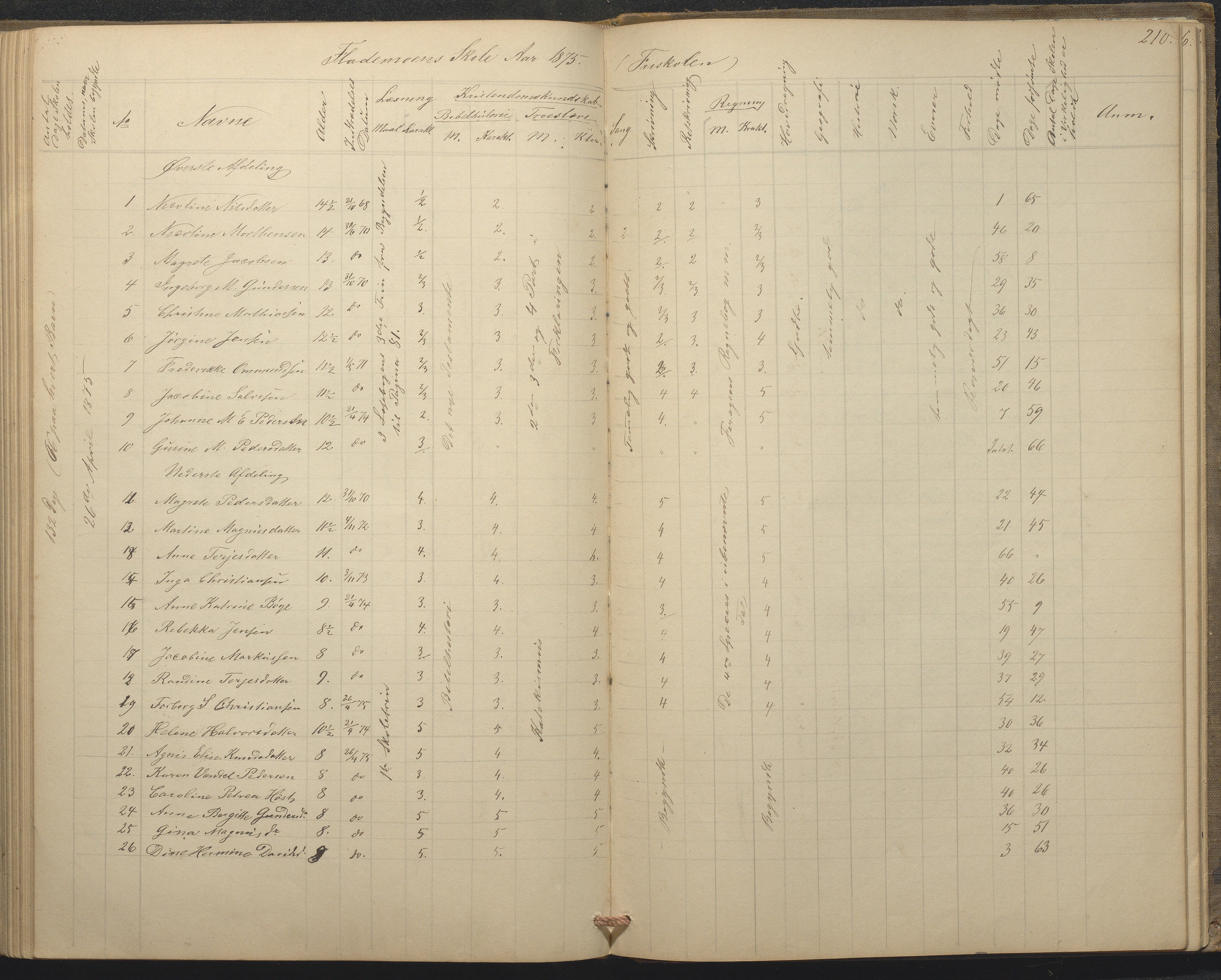 Tromøy kommune frem til 1971, AAKS/KA0921-PK/04/L0015: Flademoen - Karakterprotokoll, 1851-1890, p. 209