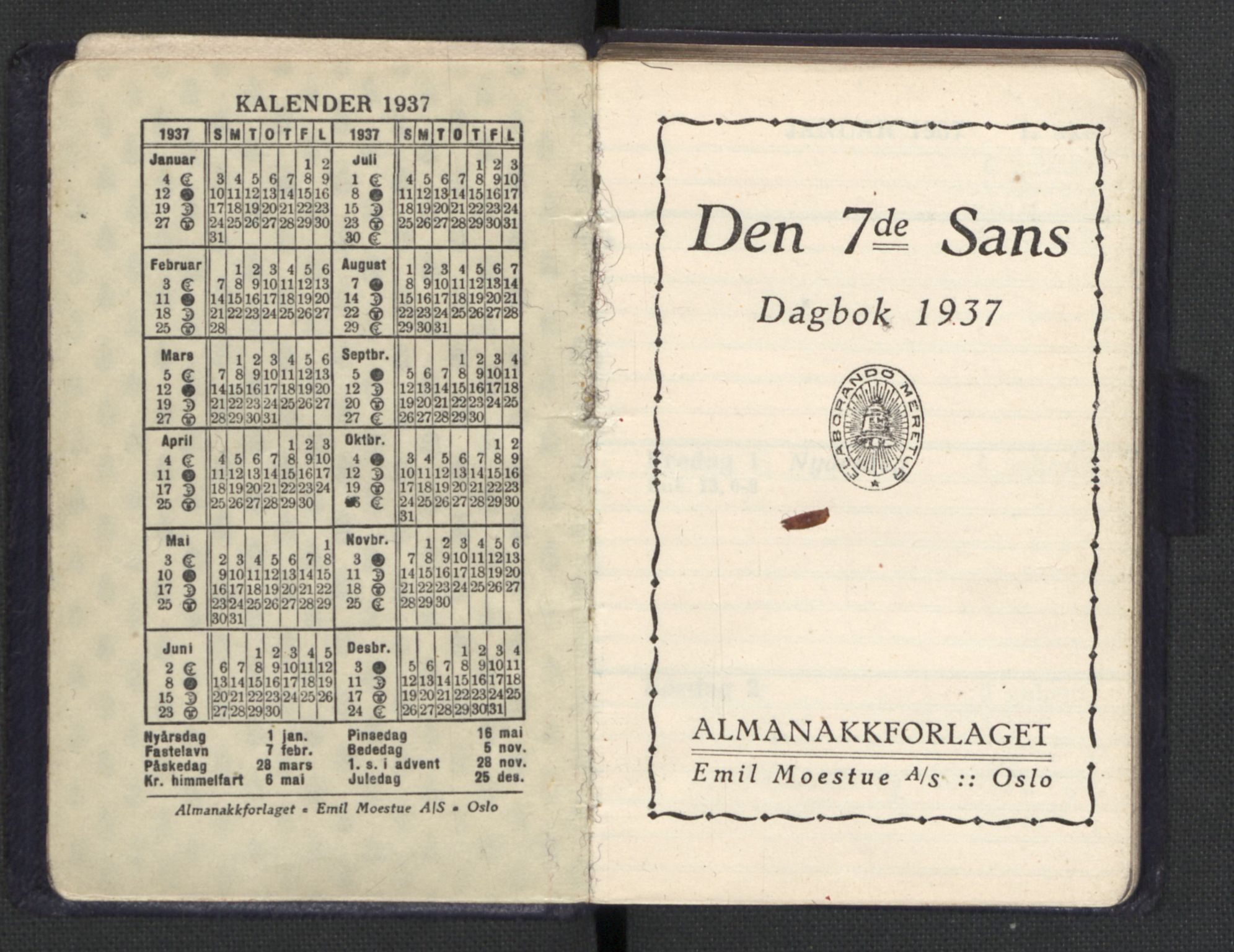 Quisling, Vidkun, AV/RA-PA-0750/H/L0001: 7. sanser (lommealmanakker) med Quislings egenhendige innførsler - 22 stk. i skinnmappe, 1922-1944, p. 1112