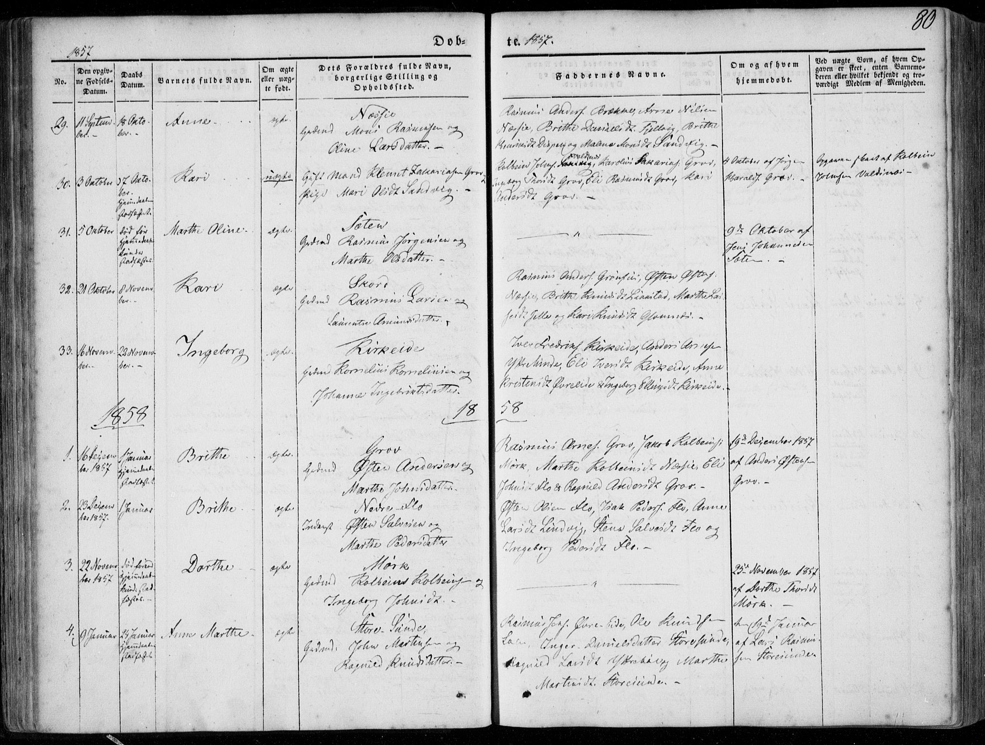 Stryn Sokneprestembete, AV/SAB-A-82501: Parish register (official) no. A 2, 1844-1861, p. 80