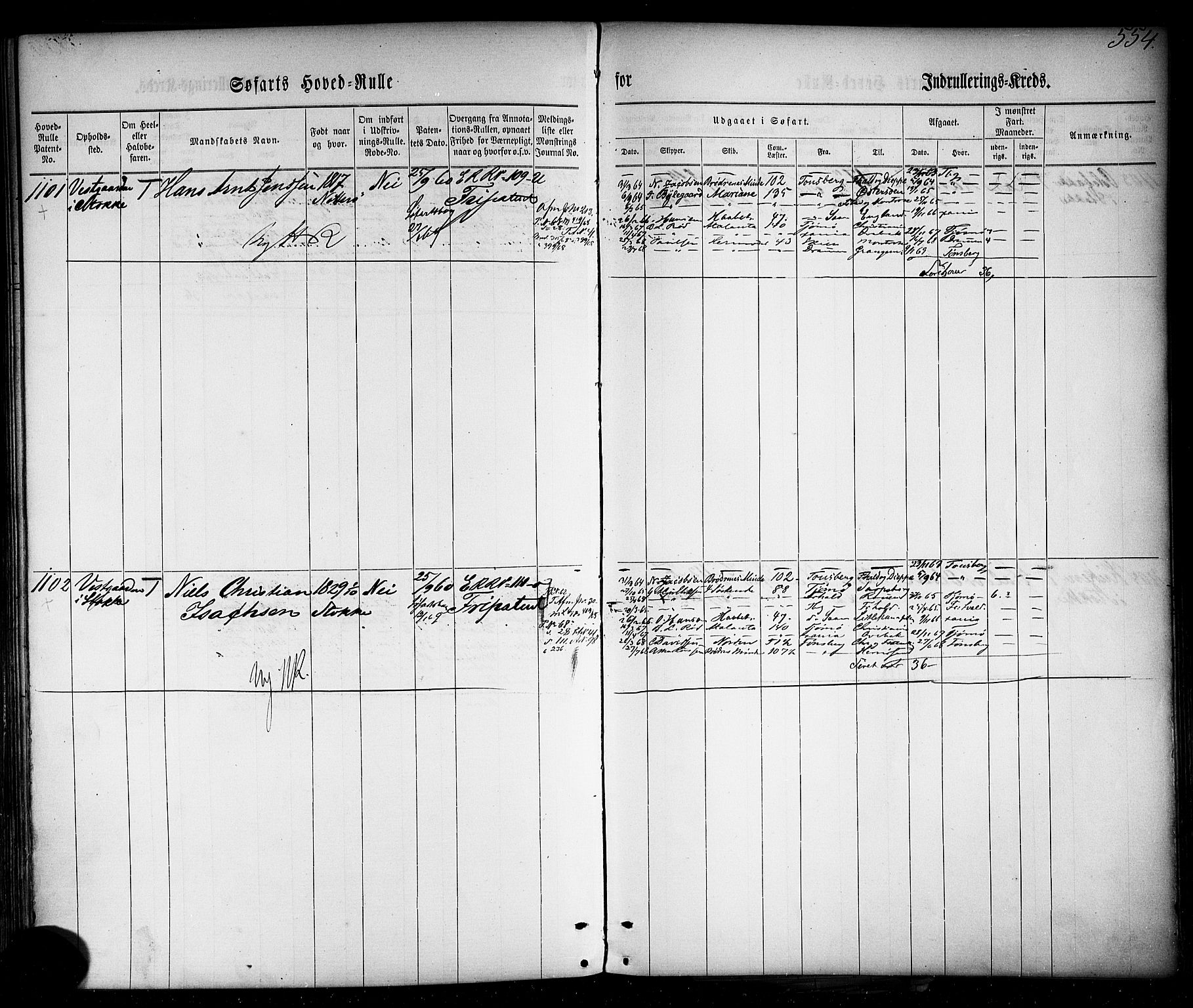 Tønsberg innrulleringskontor, SAKO/A-786/F/Fc/Fca/L0001: Hovedrulle Patent nr. 1-1428, 1860-1861, p. 596