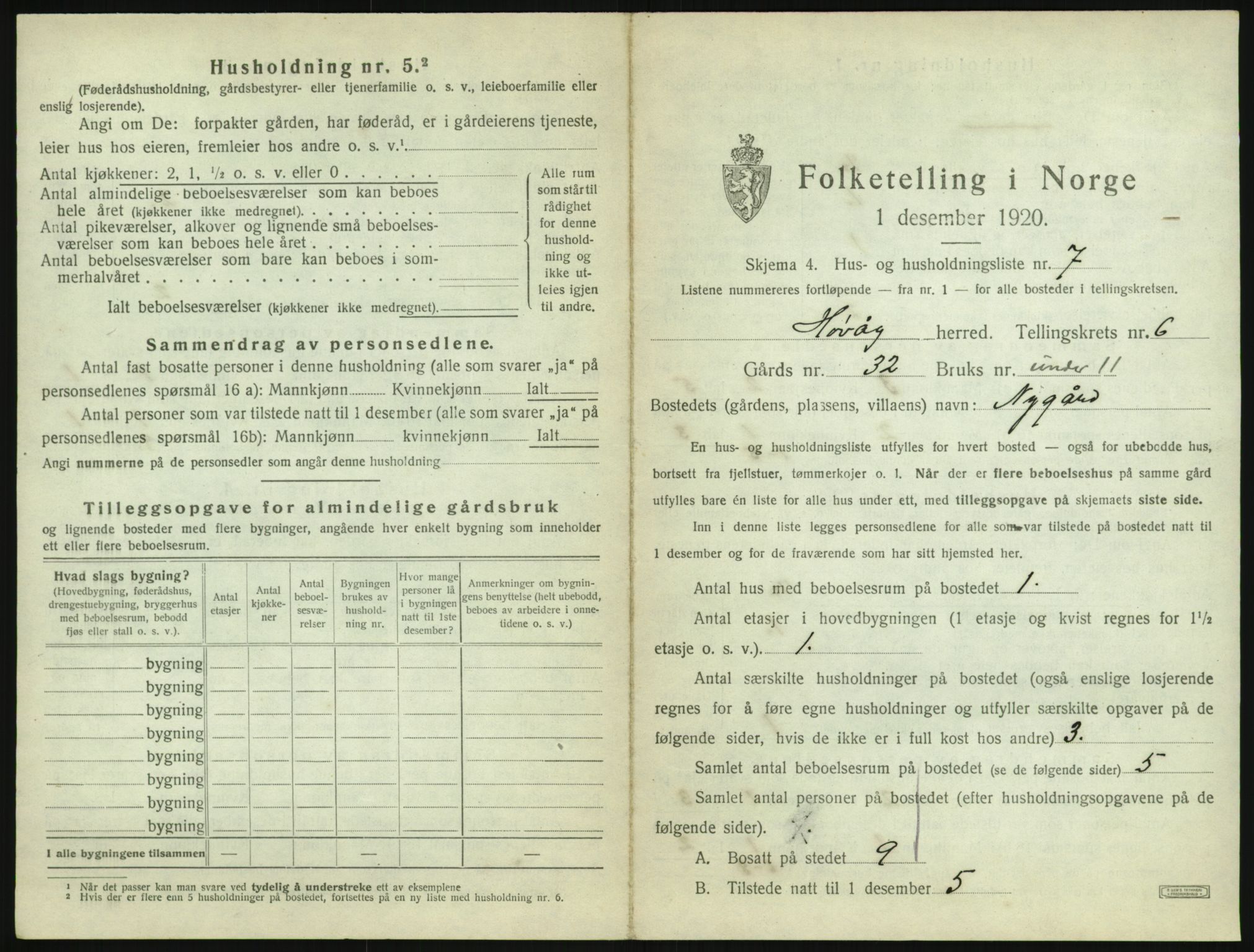 SAK, 1920 census for Høvåg, 1920, p. 512