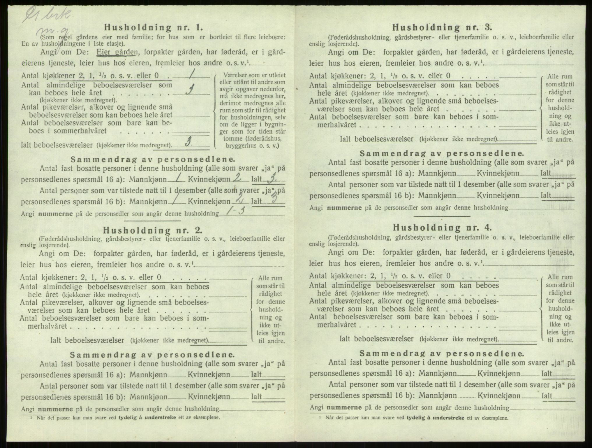 SAB, 1920 census for Lærdal, 1920, p. 429