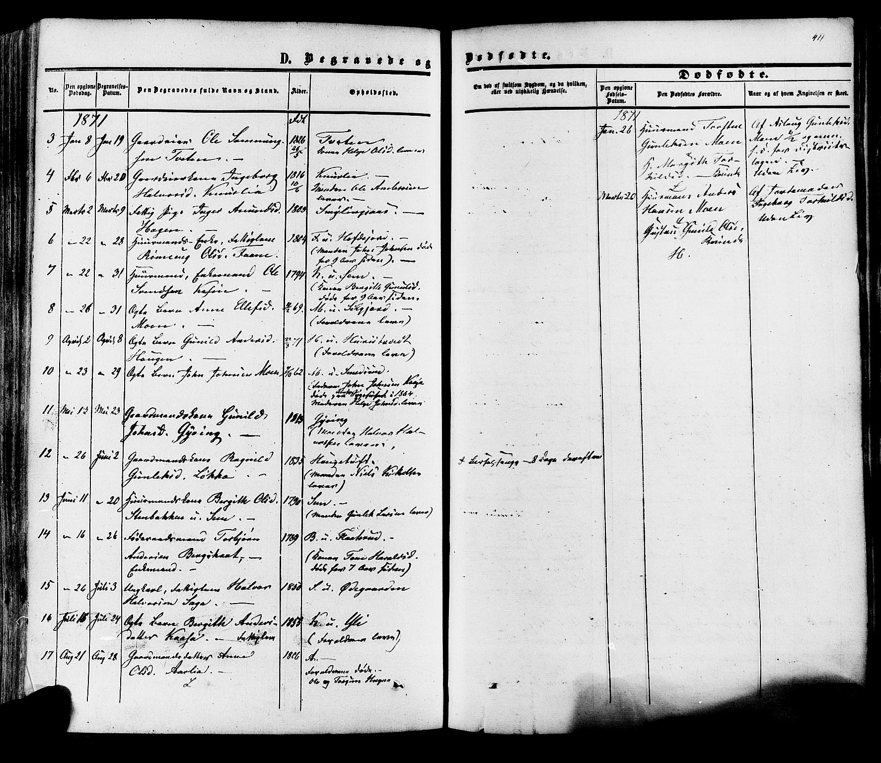 Heddal kirkebøker, SAKO/A-268/F/Fa/L0007: Parish register (official) no. I 7, 1855-1877, p. 411