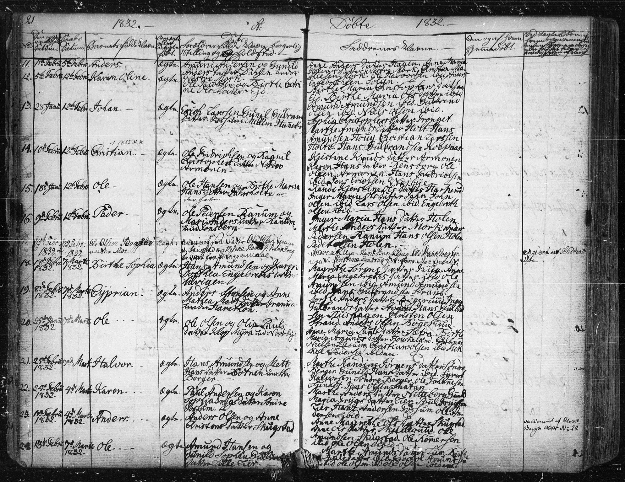 Aurskog prestekontor Kirkebøker, AV/SAO-A-10304a/F/Fa/L0006: Parish register (official) no. I 6, 1829-1853, p. 21