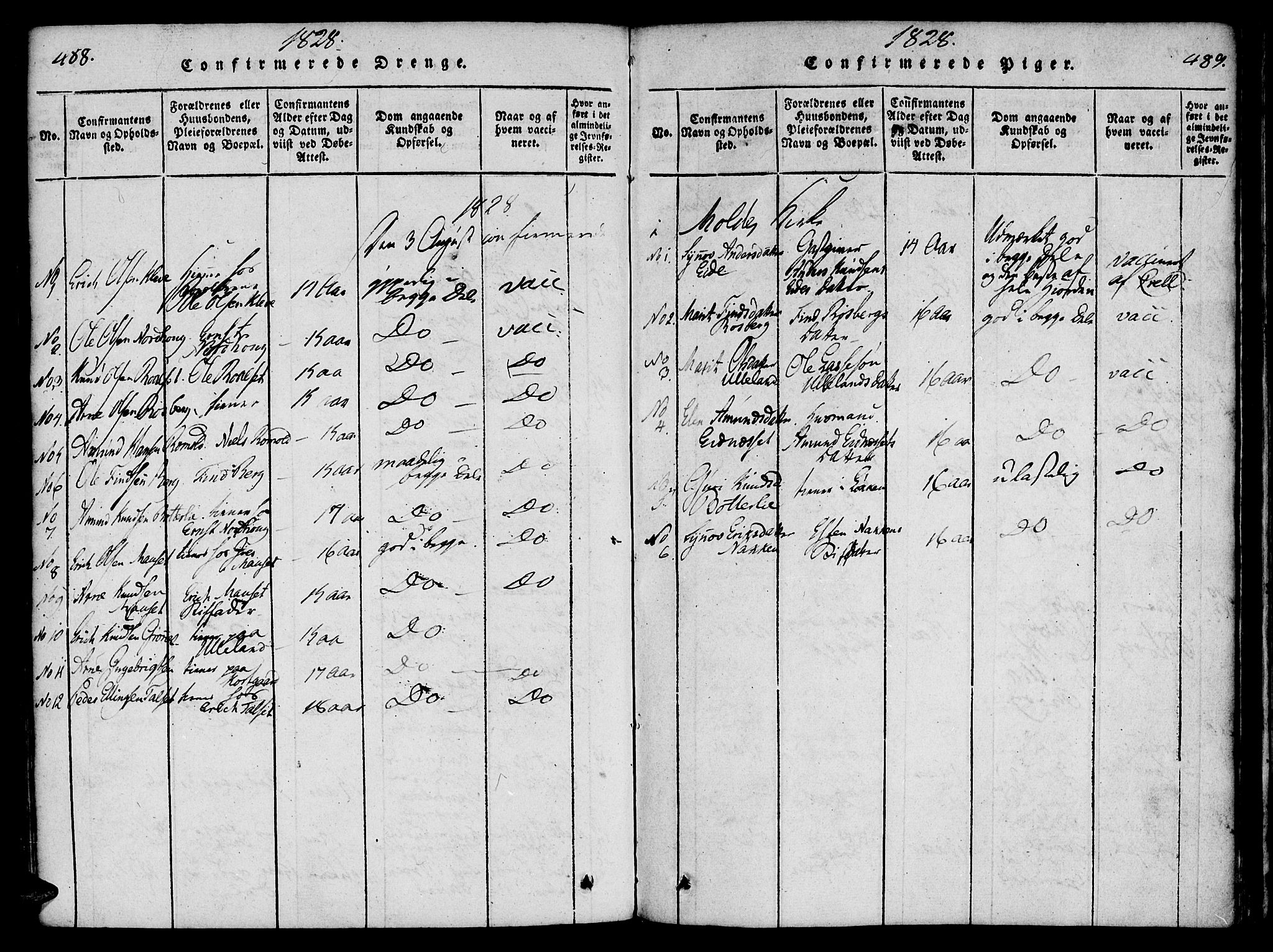 Ministerialprotokoller, klokkerbøker og fødselsregistre - Møre og Romsdal, SAT/A-1454/557/L0679: Parish register (official) no. 557A01, 1818-1843, p. 488-489