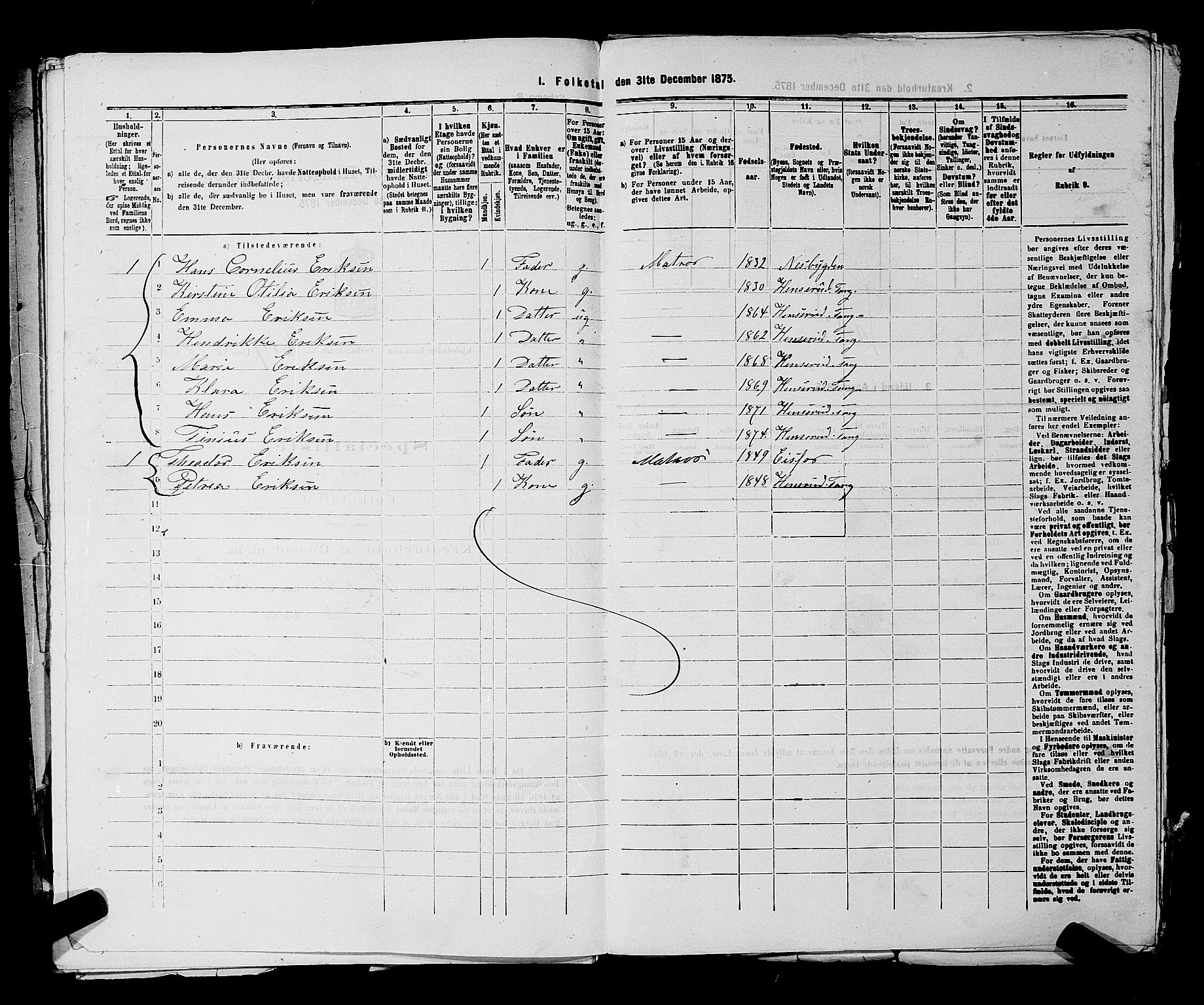 SAKO, 1875 census for 0602 Drammen, 1875, p. 3705
