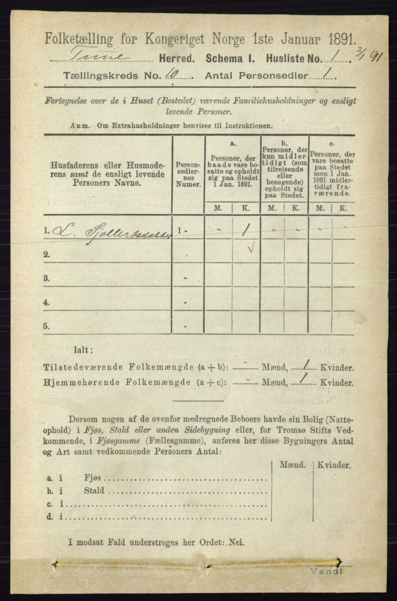 RA, 1891 census for 0130 Tune, 1891, p. 6505