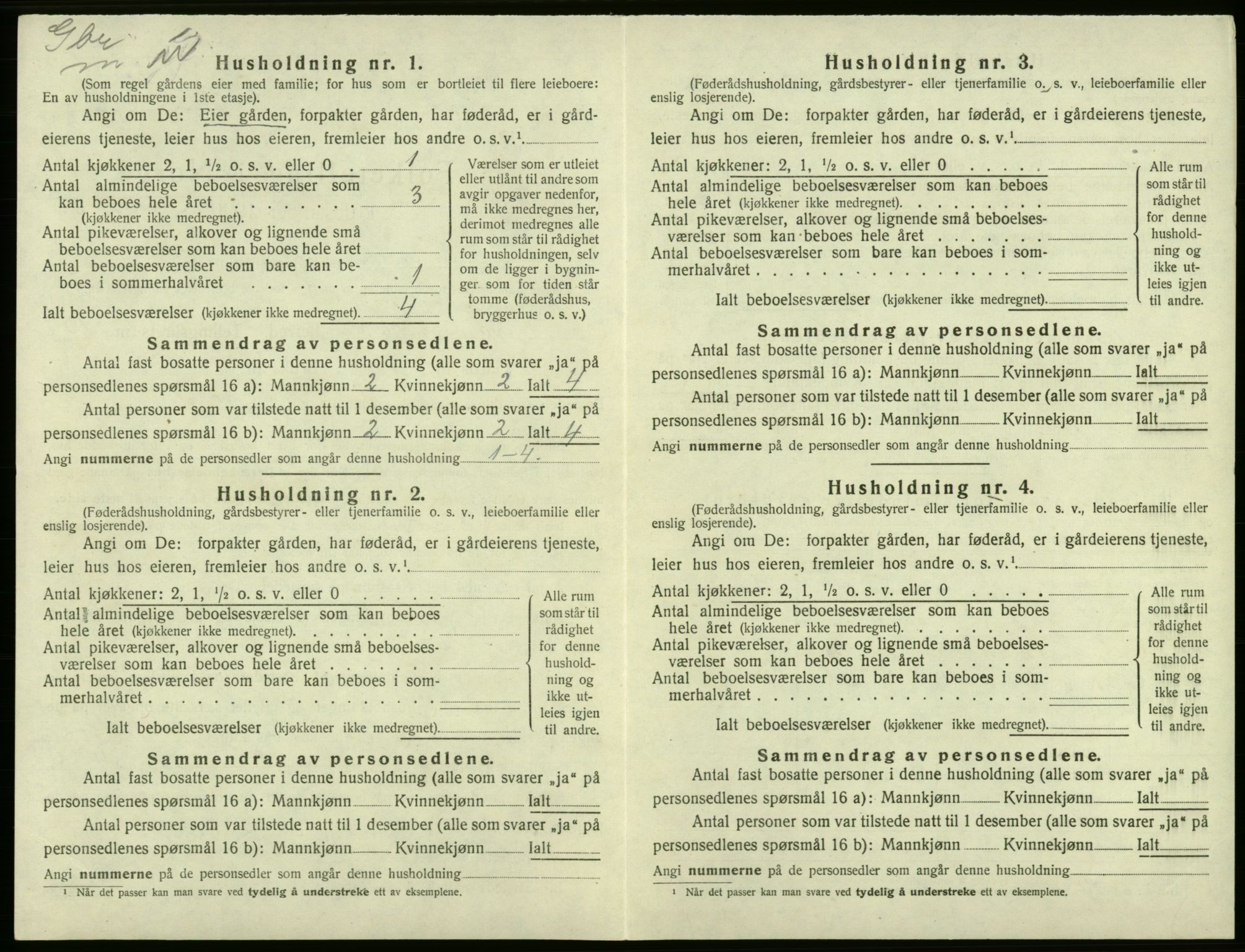 SAB, 1920 census for Kvam, 1920, p. 1239