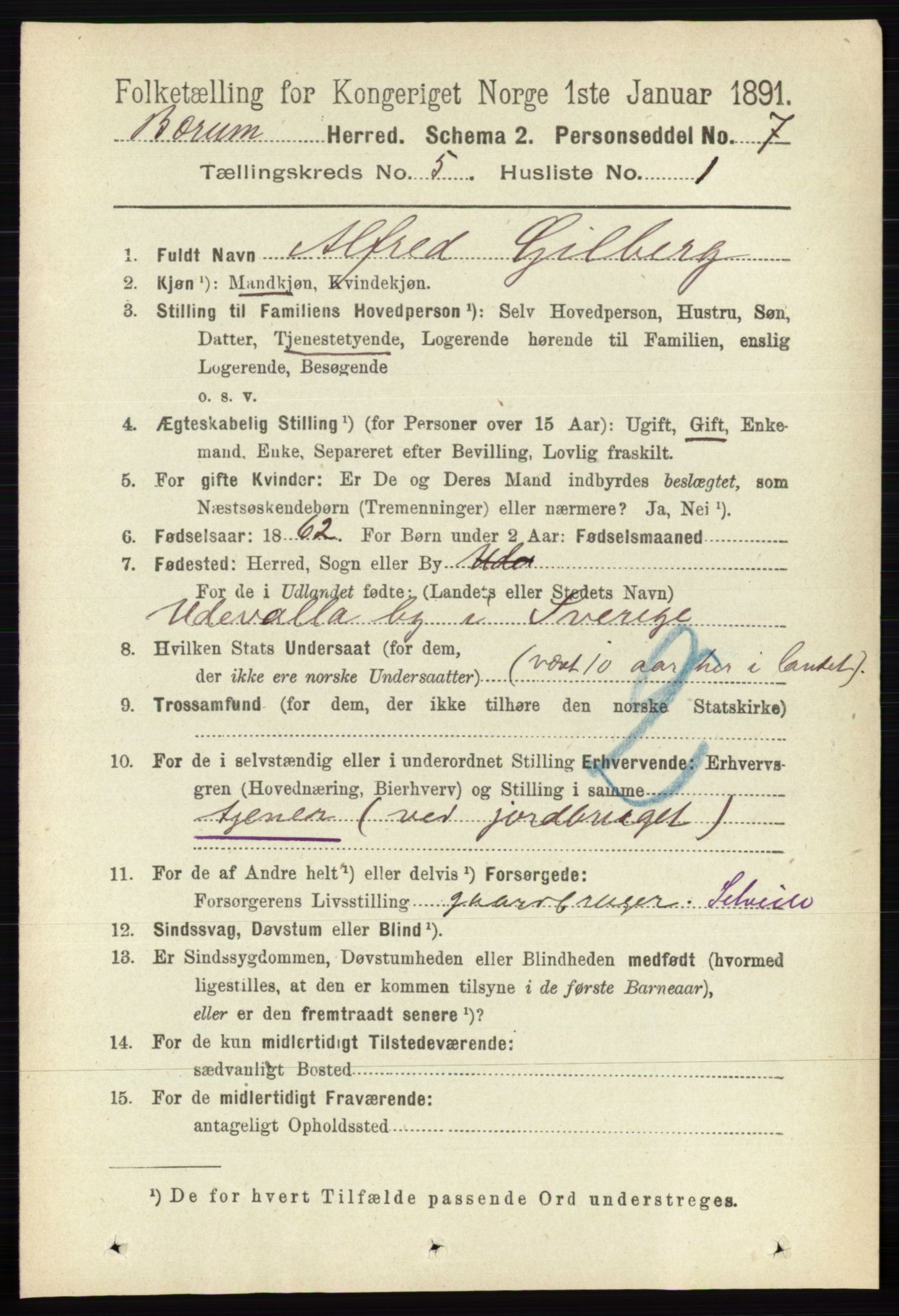 RA, 1891 census for 0219 Bærum, 1891, p. 3008