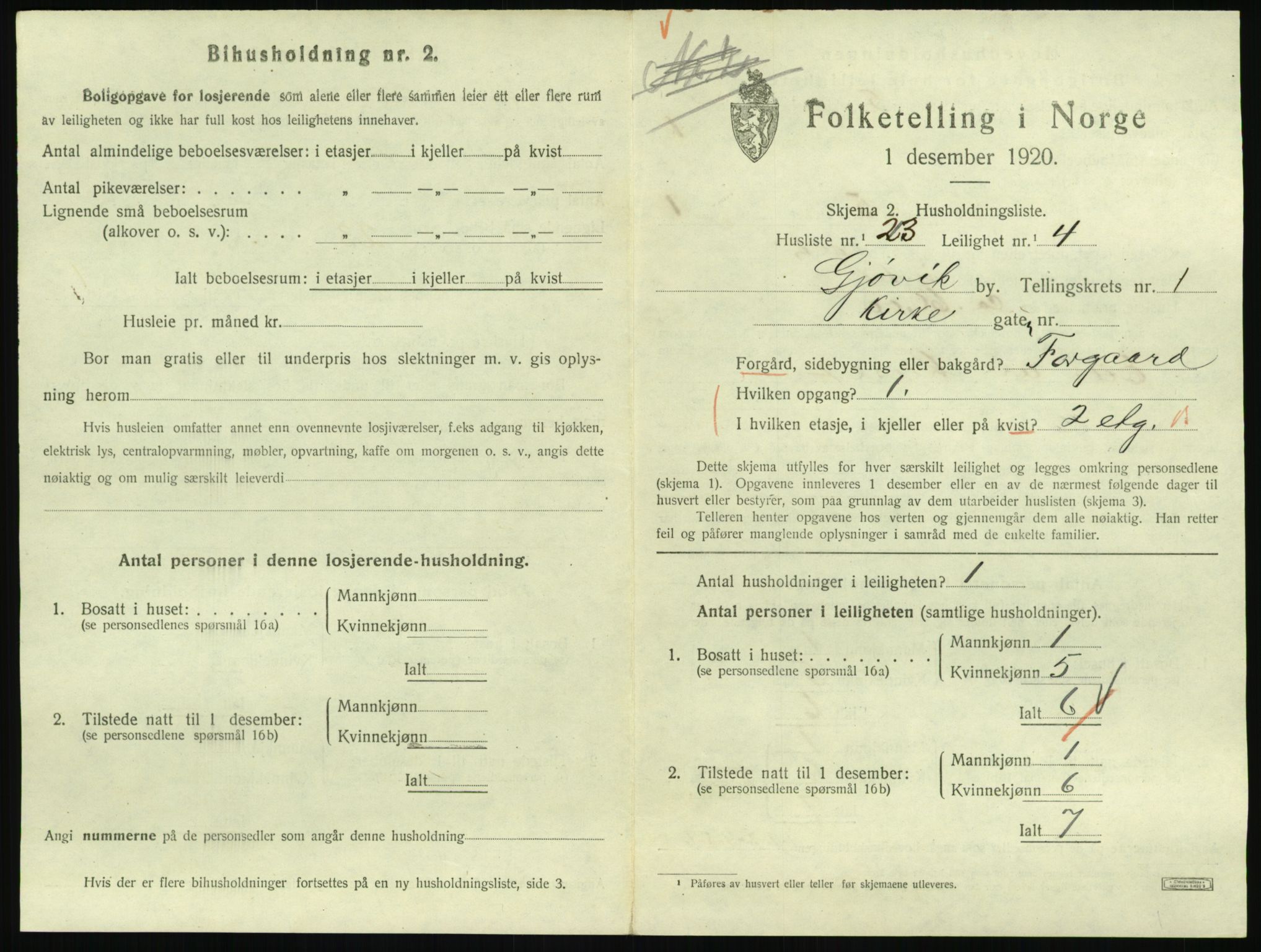 SAH, 1920 census for Gjøvik, 1920, p. 812
