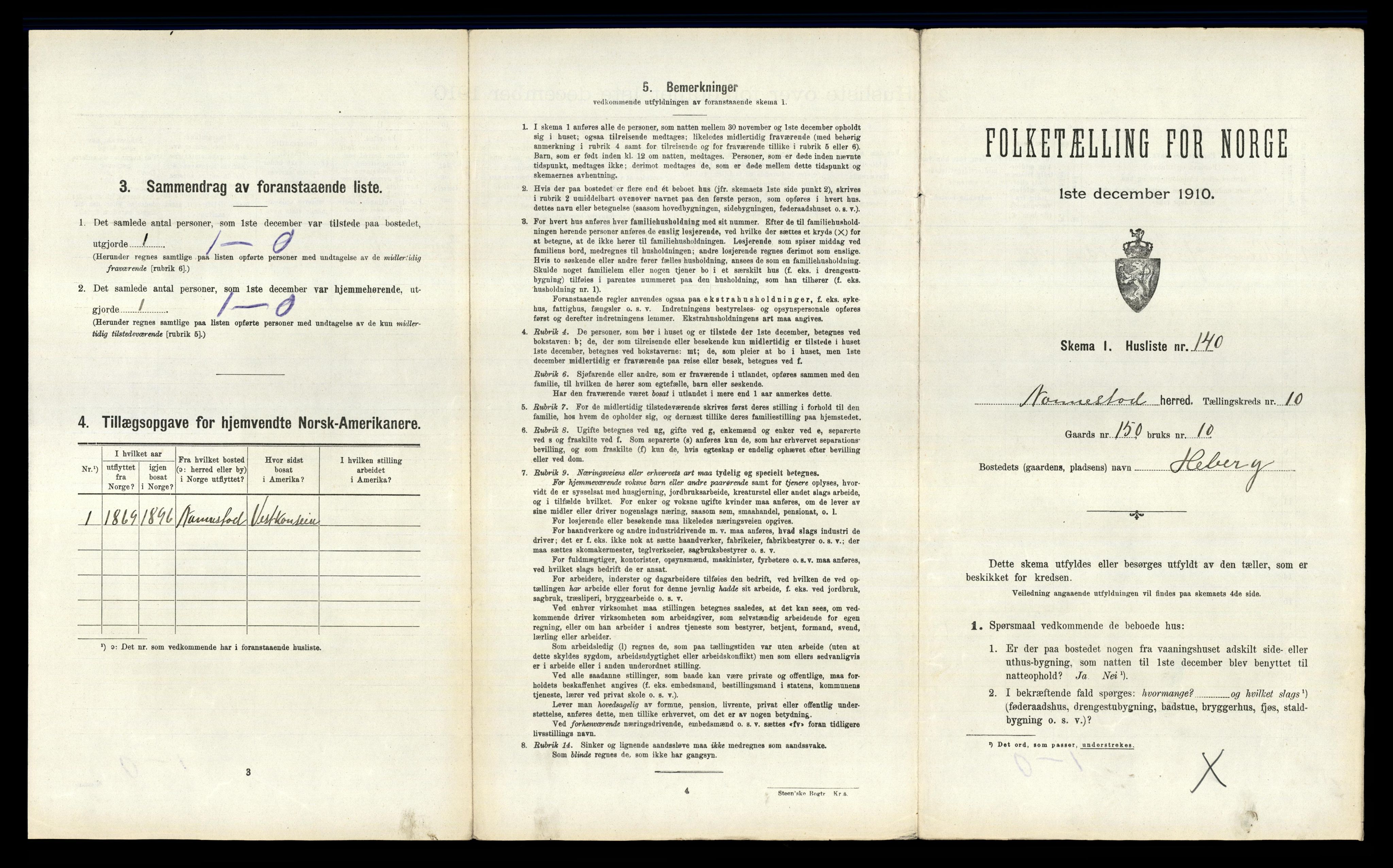 RA, 1910 census for Nannestad, 1910, p. 1391