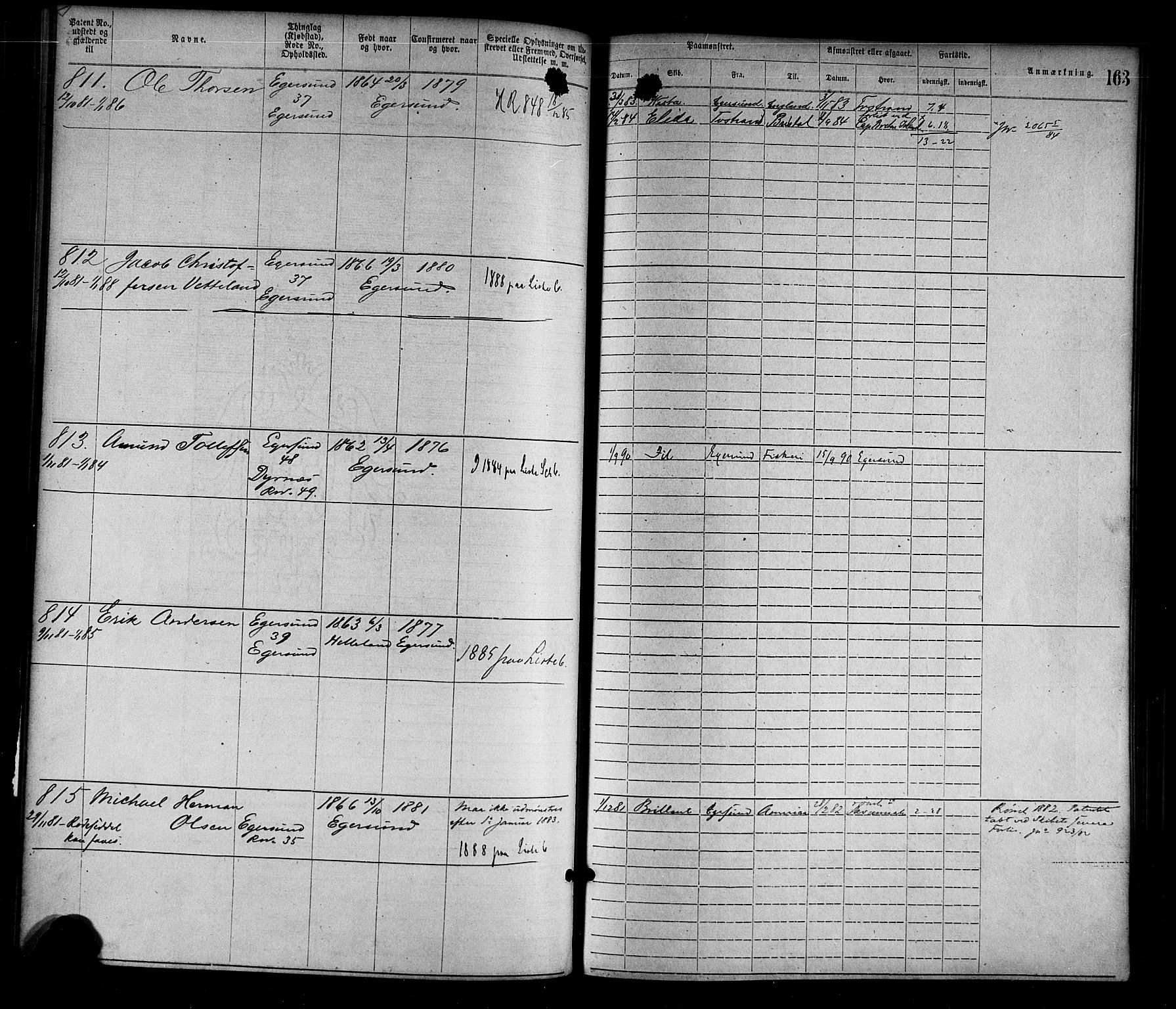 Egersund mønstringskrets, AV/SAK-2031-0019/F/Fa/L0001: Annotasjonsrulle nr 1-1440 med register, O-1, 1869-1895, p. 183