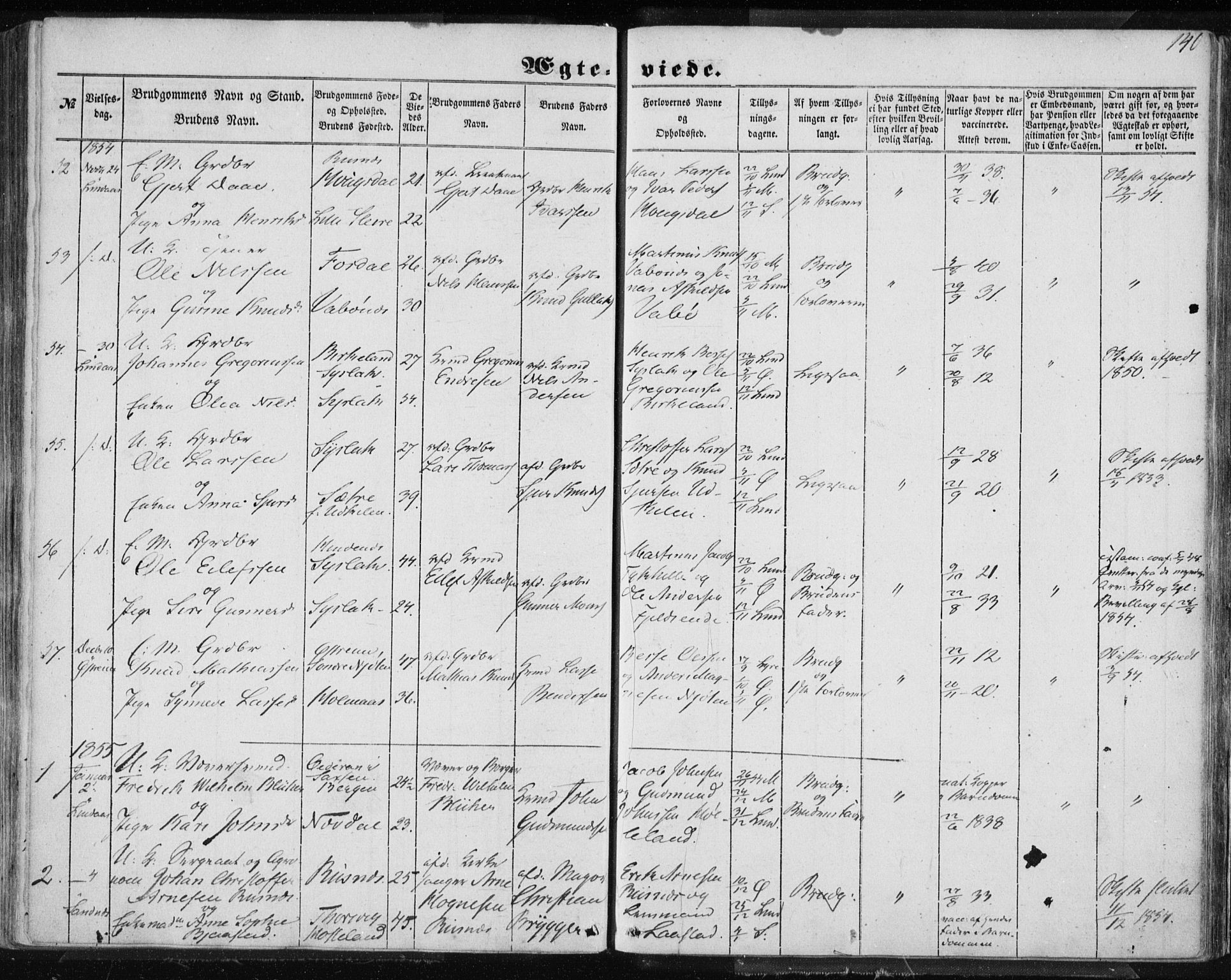 Lindås Sokneprestembete, SAB/A-76701/H/Haa: Parish register (official) no. A 13, 1848-1862, p. 140