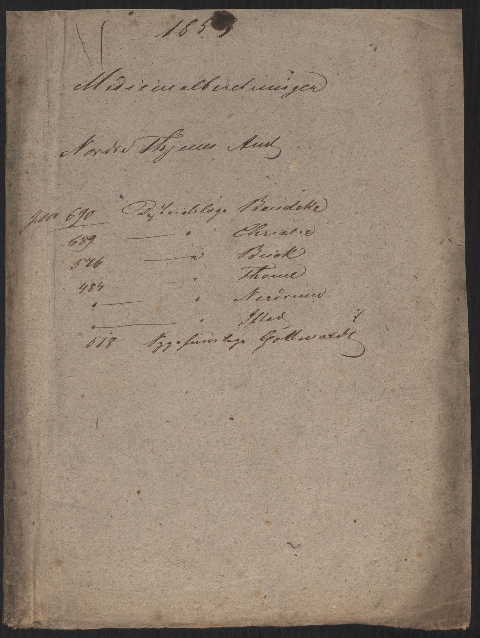 Justisdepartementet, Medisinalkontoret M, RA/S-1044/F/L0172: Nordre Trondhjems Amt, 1835-1853