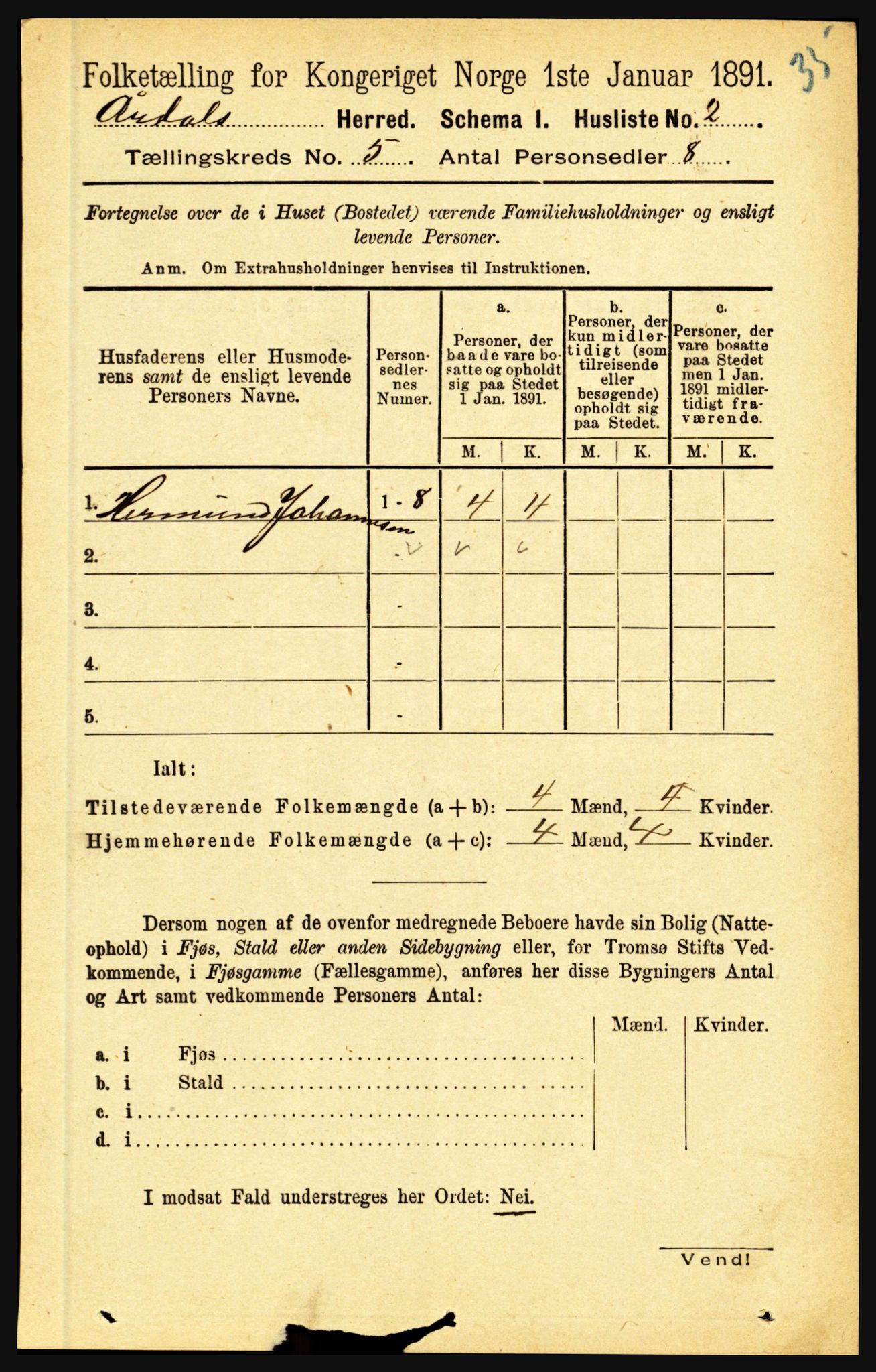 RA, 1891 census for 1424 Årdal, 1891, p. 978