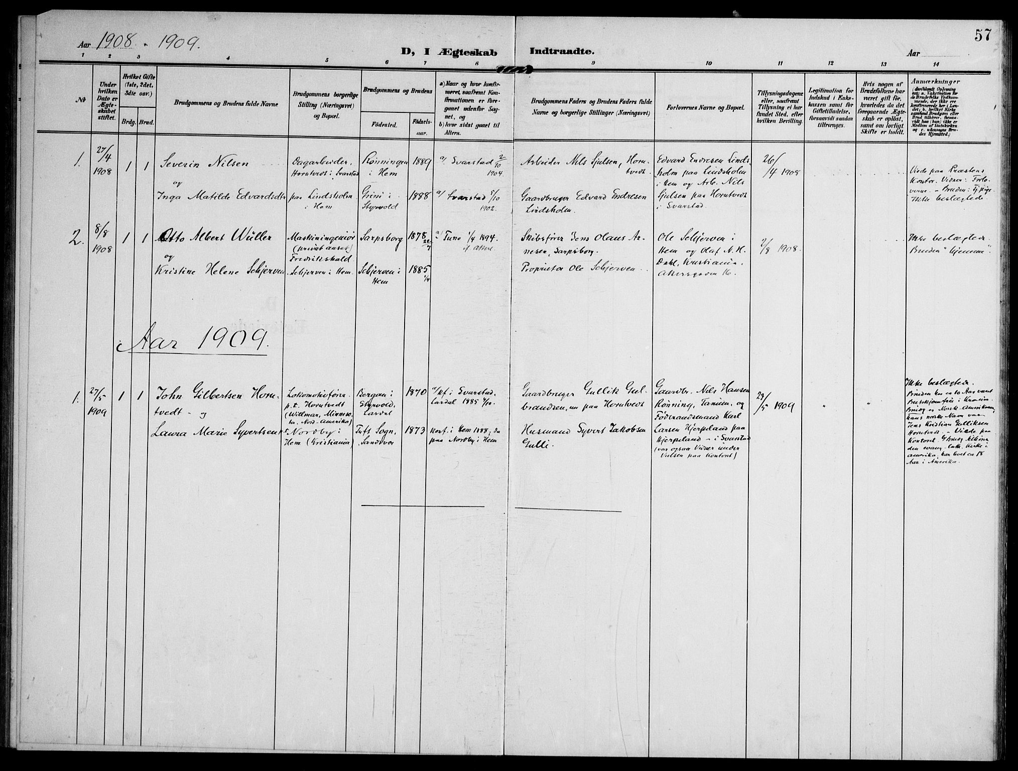 Lardal kirkebøker, AV/SAKO-A-350/F/Fc/L0002: Parish register (official) no. III 2, 1907-1921, p. 57