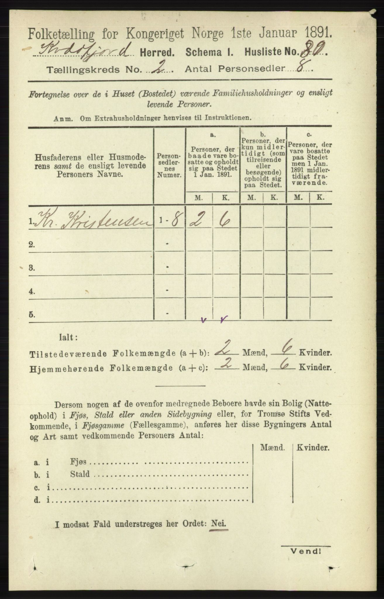 RA, 1891 census for 1911 Kvæfjord, 1891, p. 707