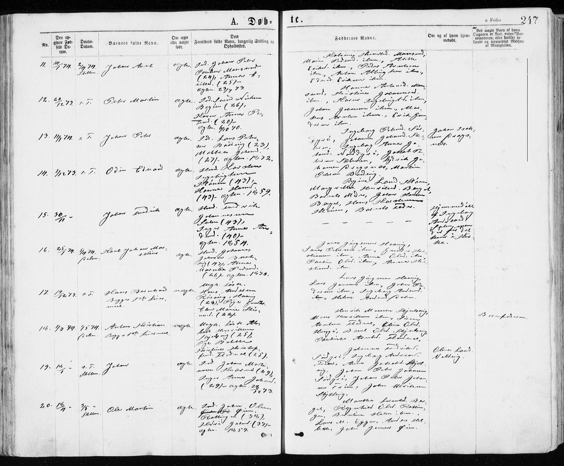 Ministerialprotokoller, klokkerbøker og fødselsregistre - Sør-Trøndelag, SAT/A-1456/640/L0576: Parish register (official) no. 640A01, 1846-1876, p. 247