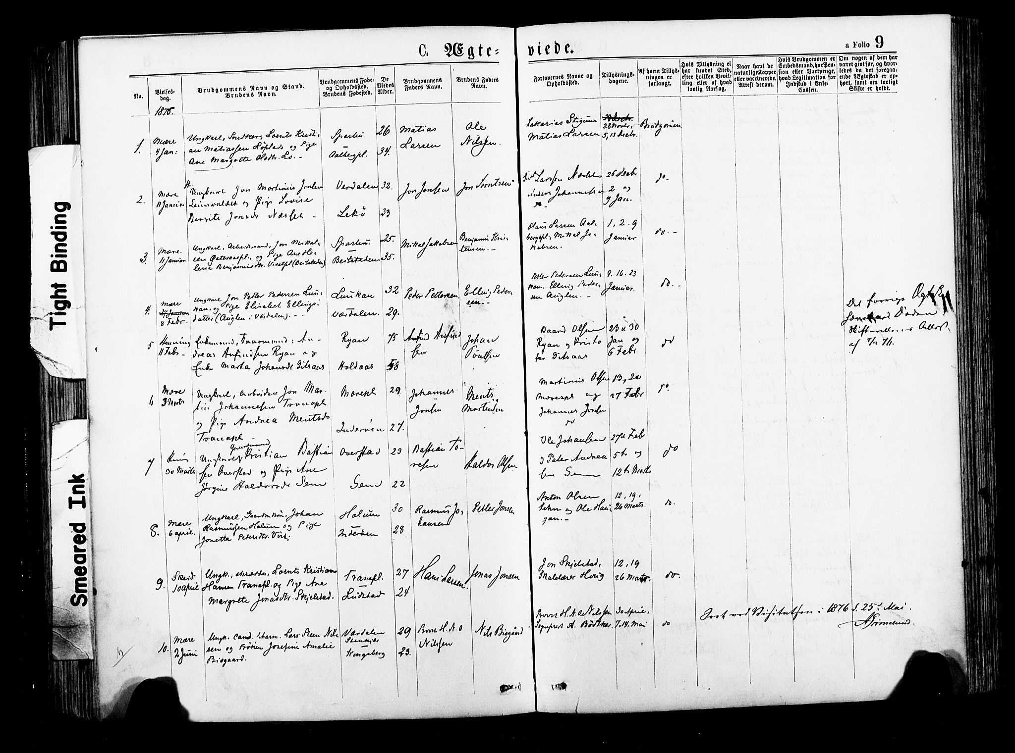 Ministerialprotokoller, klokkerbøker og fødselsregistre - Nord-Trøndelag, SAT/A-1458/735/L0348: Parish register (official) no. 735A09 /1, 1873-1883, p. 9