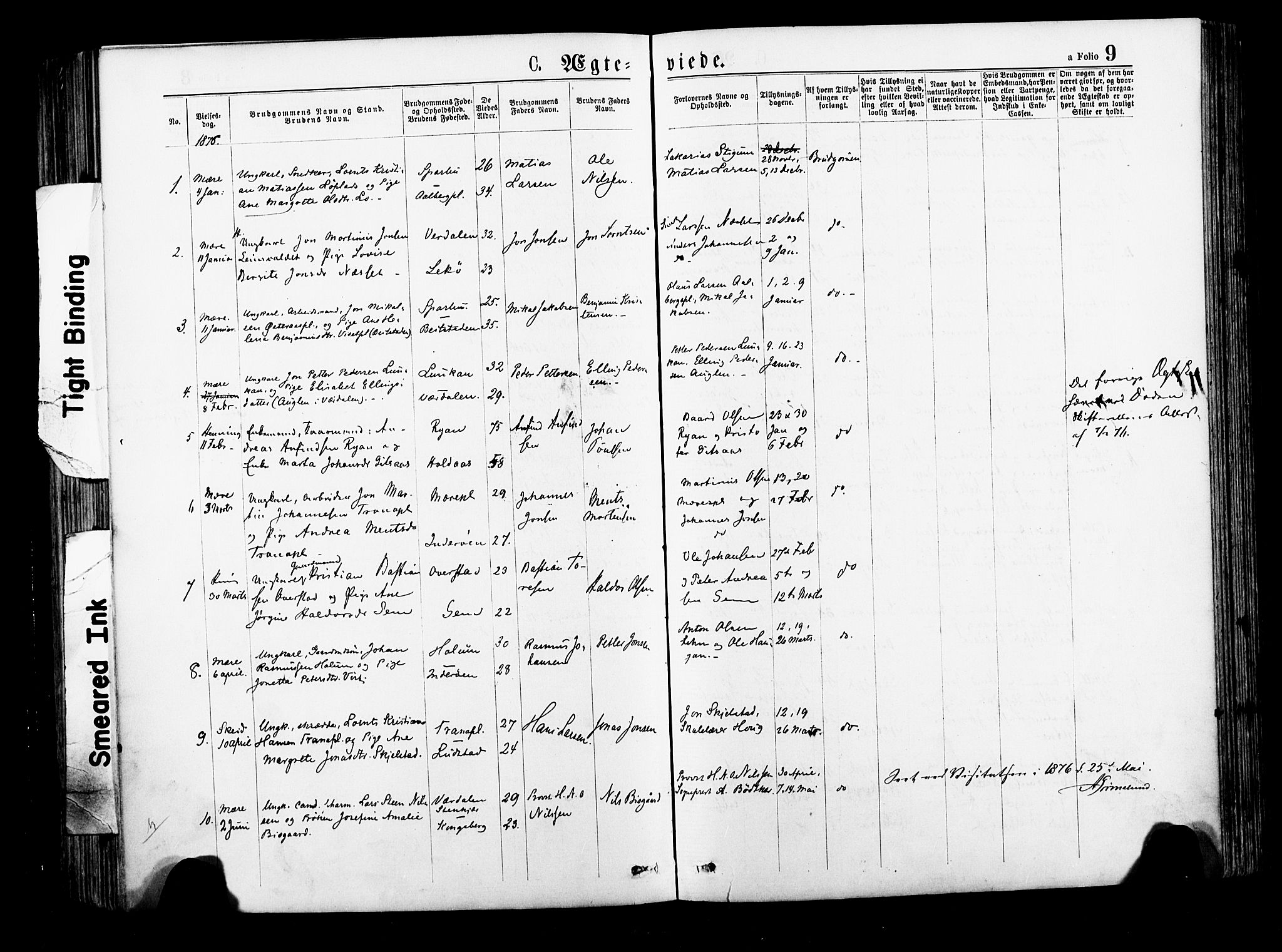 Ministerialprotokoller, klokkerbøker og fødselsregistre - Nord-Trøndelag, AV/SAT-A-1458/735/L0348: Parish register (official) no. 735A09 /1, 1873-1883, p. 9