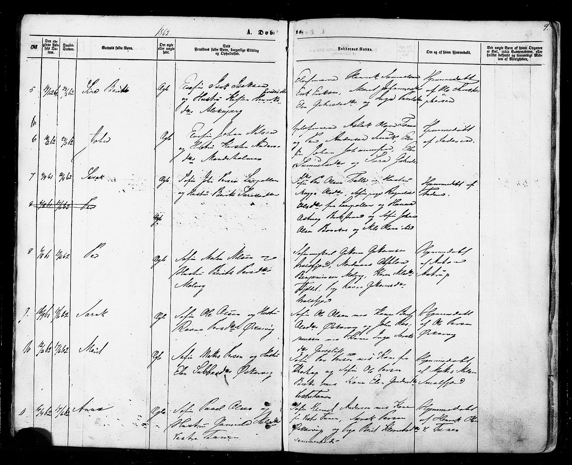 Tana sokneprestkontor, AV/SATØ-S-1334/H/Ha/L0002kirke: Parish register (official) no. 2 /1, 1861-1877, p. 9