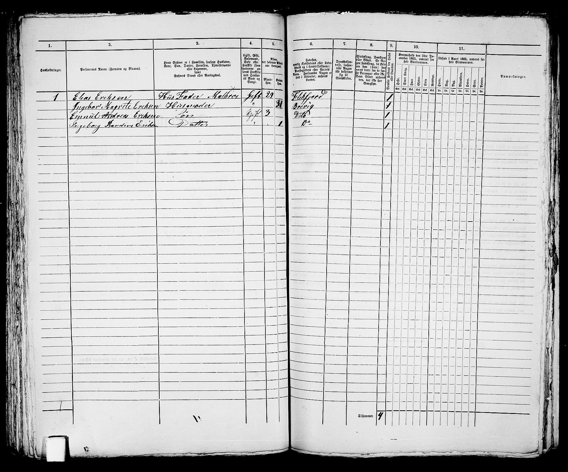 RA, 1865 census for Brevik, 1865, p. 141