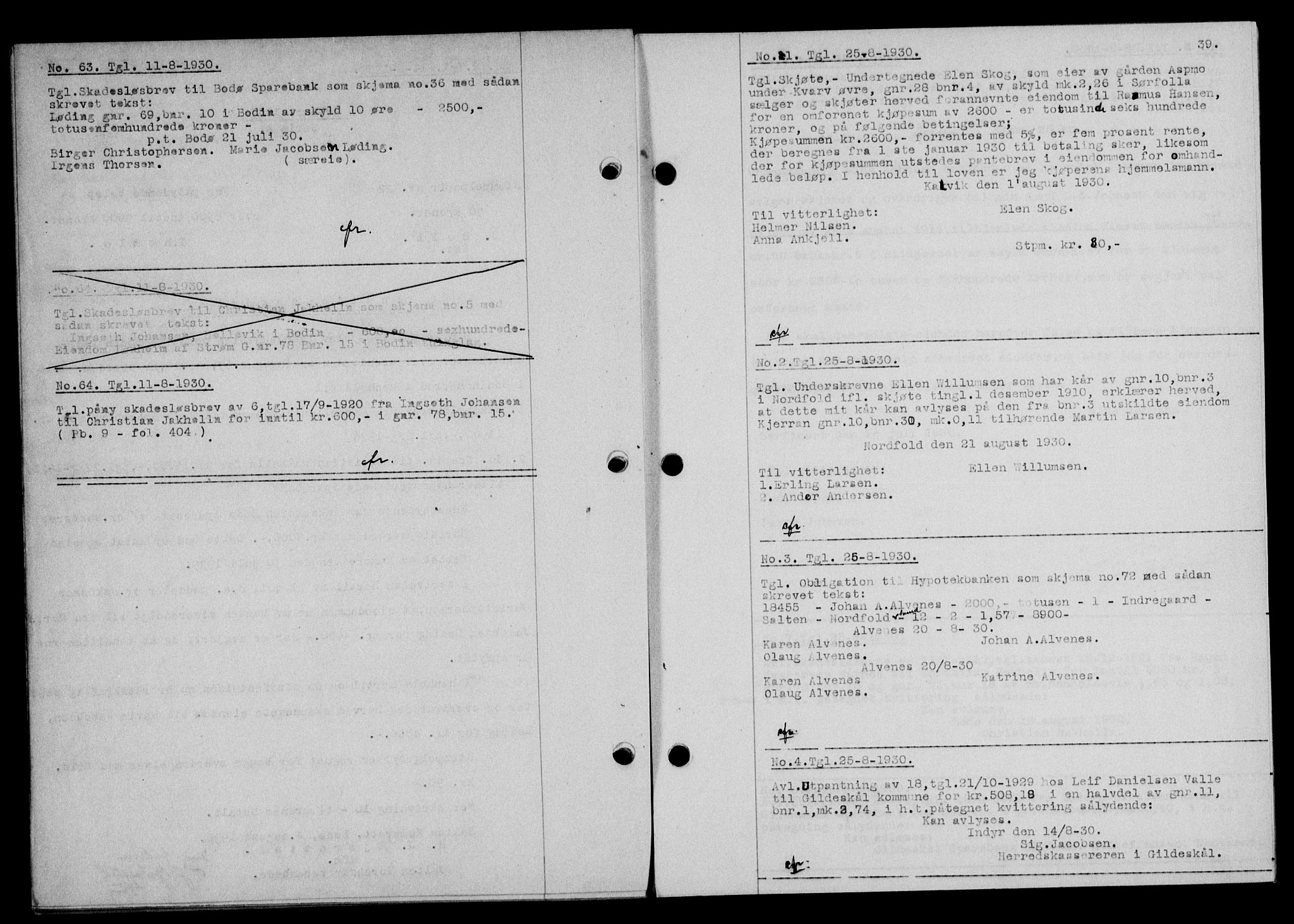 Salten sorenskriveri, SAT/A-4578/1/2/2C/L0059: Mortgage book no. 49, 1930-1931, Deed date: 25.08.1930