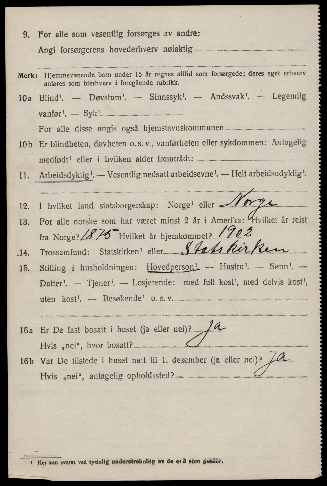 SAST, 1920 census for Rennesøy, 1920, p. 1019