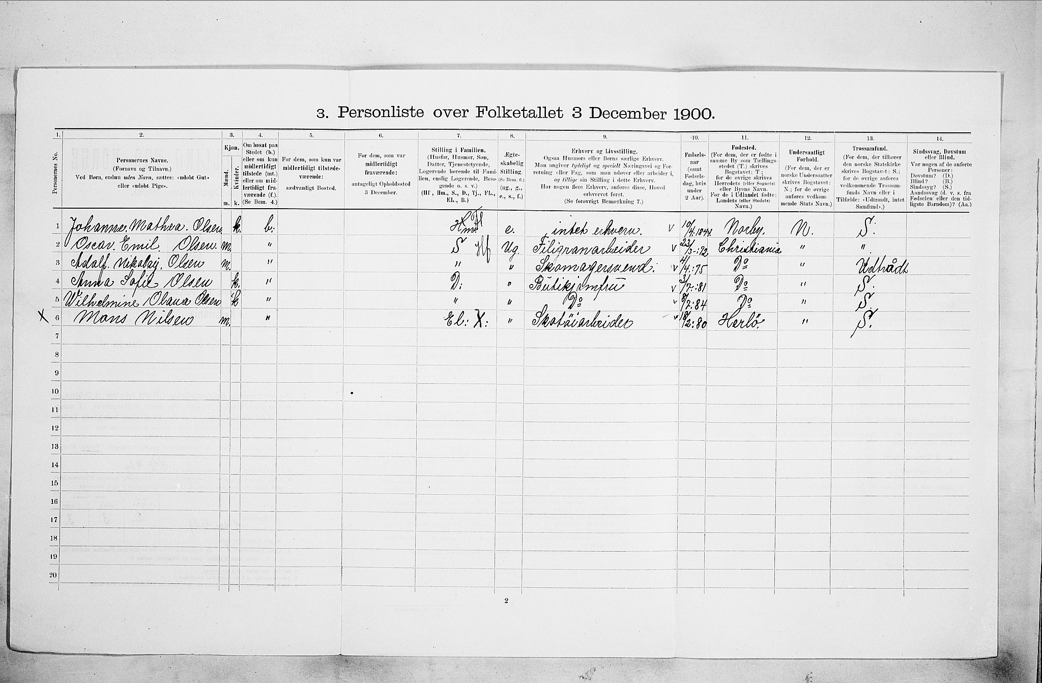 SAO, 1900 census for Kristiania, 1900, p. 37645