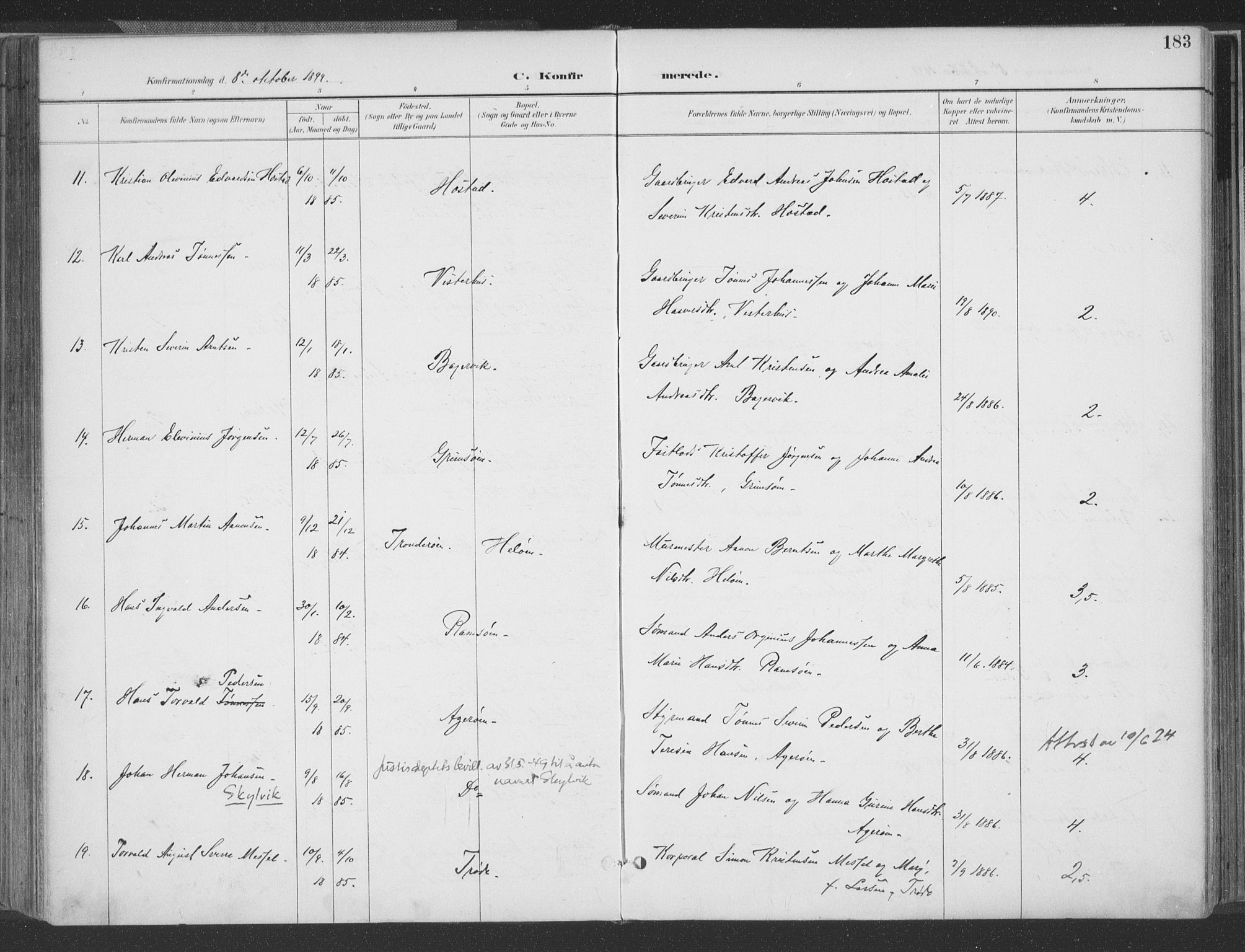 Høvåg sokneprestkontor, AV/SAK-1111-0025/F/Fa/L0006: Parish register (official) no. A 6, 1894-1923, p. 183