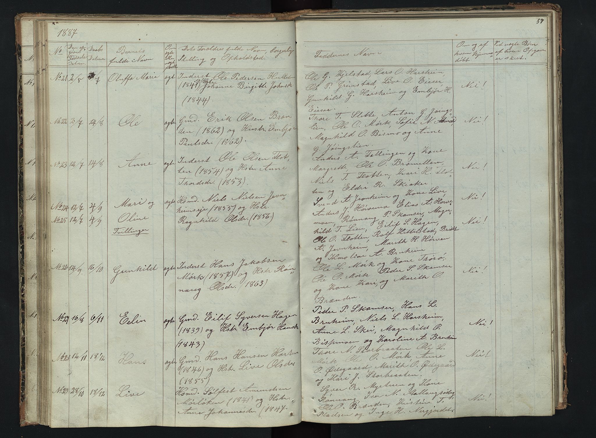 Skjåk prestekontor, AV/SAH-PREST-072/H/Ha/Hab/L0002: Parish register (copy) no. 2, 1867-1894, p. 57
