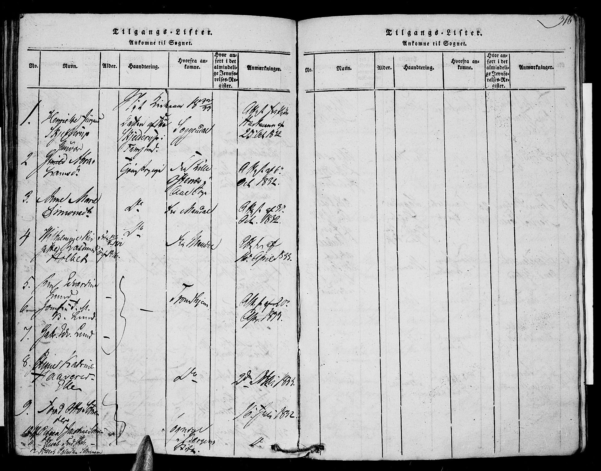 Farsund sokneprestkontor, SAK/1111-0009/F/Fa/L0002: Parish register (official) no. A 2, 1815-1836, p. 316