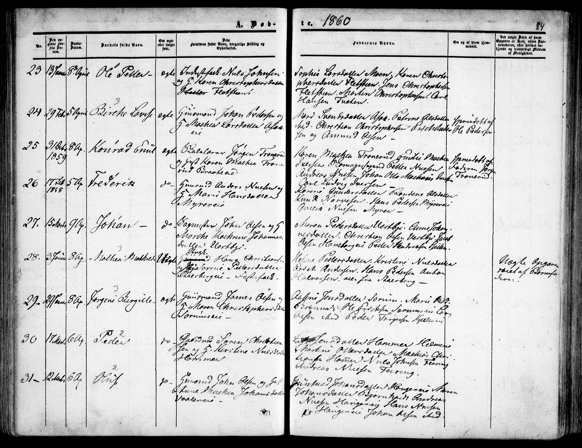 Skedsmo prestekontor Kirkebøker, SAO/A-10033a/F/Fa/L0010: Parish register (official) no. I 10, 1854-1865, p. 84