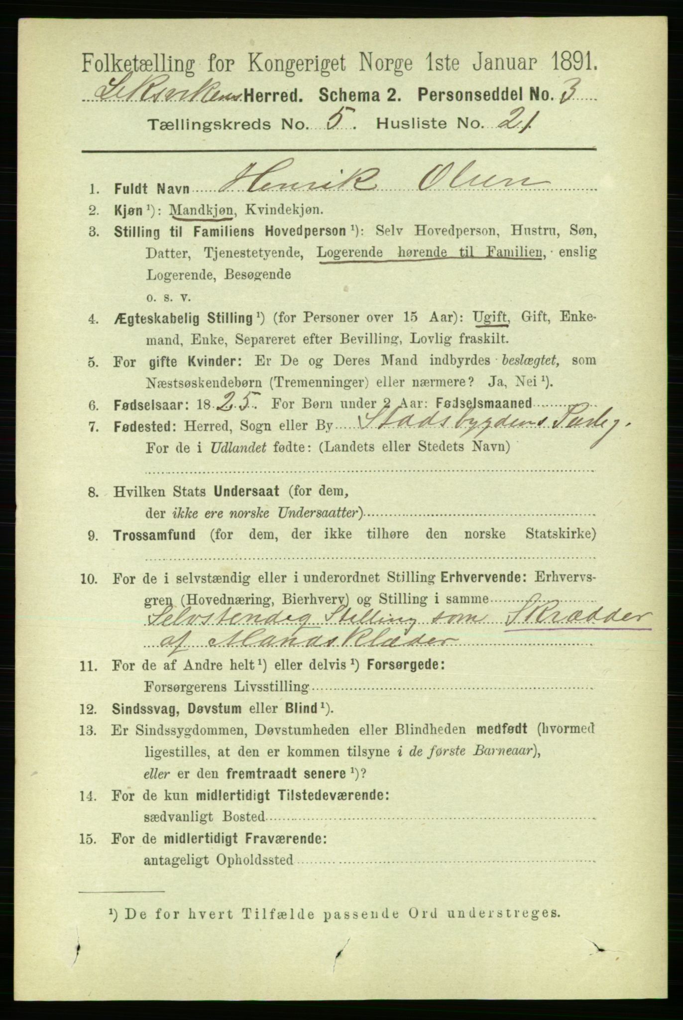 RA, 1891 census for 1718 Leksvik, 1891, p. 2673