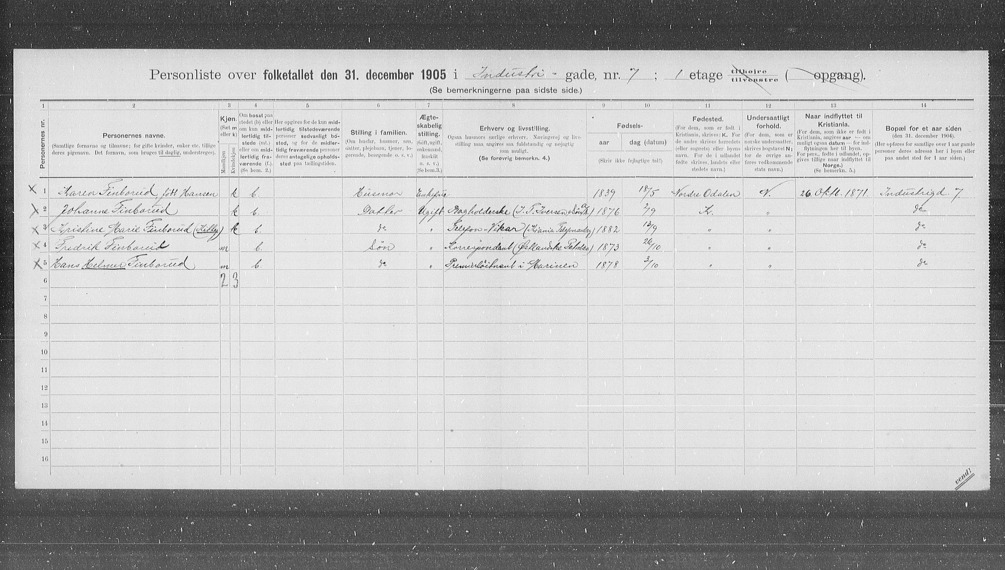 OBA, Municipal Census 1905 for Kristiania, 1905, p. 22753